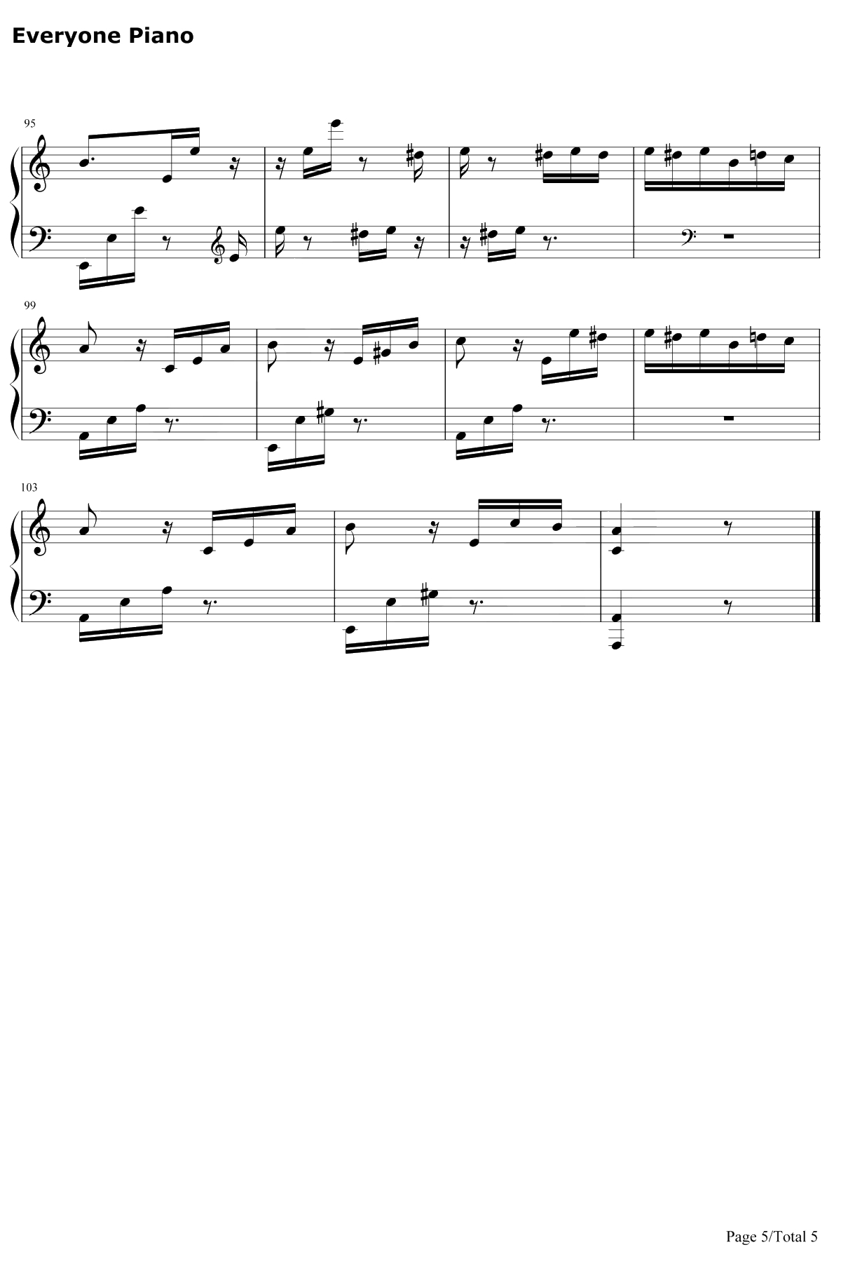 献给爱丽丝钢琴谱-贝多芬-致爱丽丝（fürElise）5