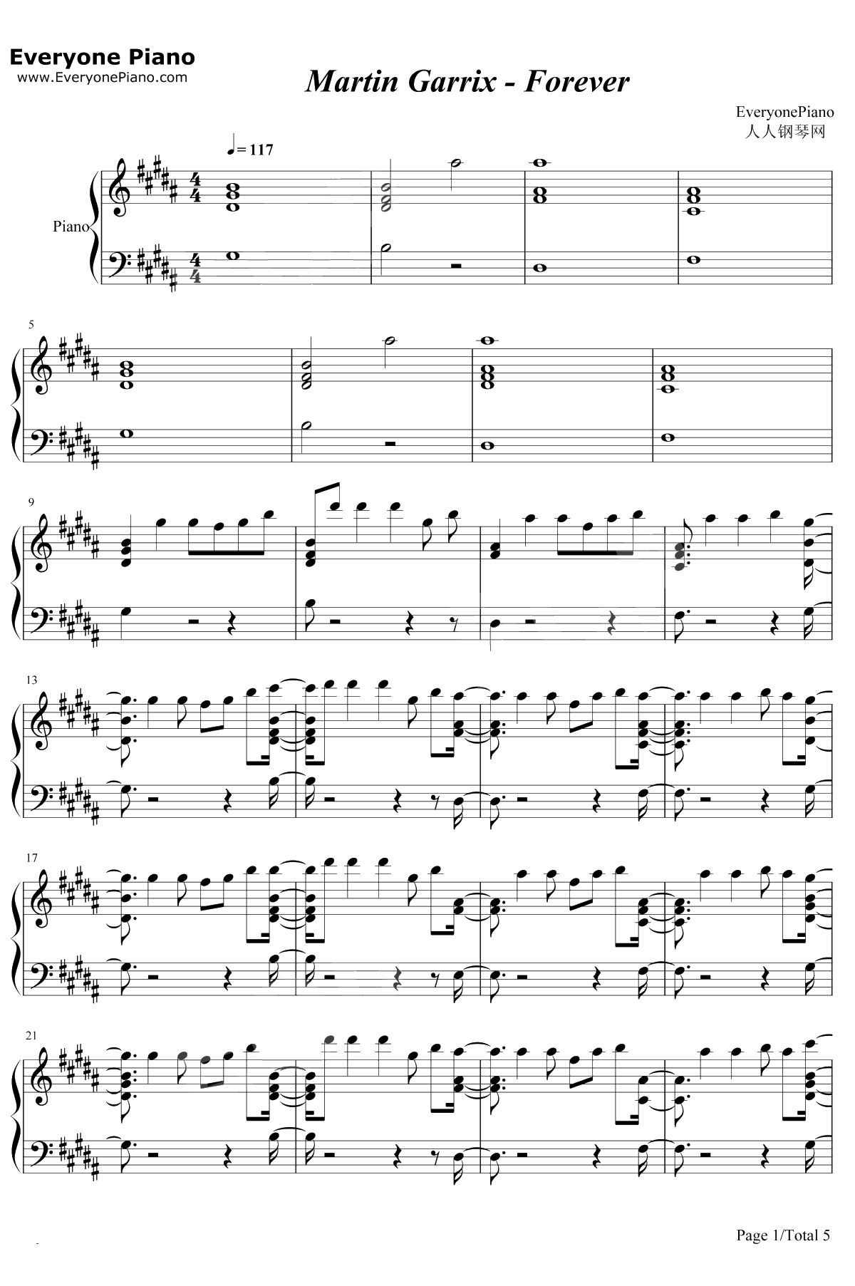 Forever钢琴谱-Martin Garrix/Matisse & Sadko1