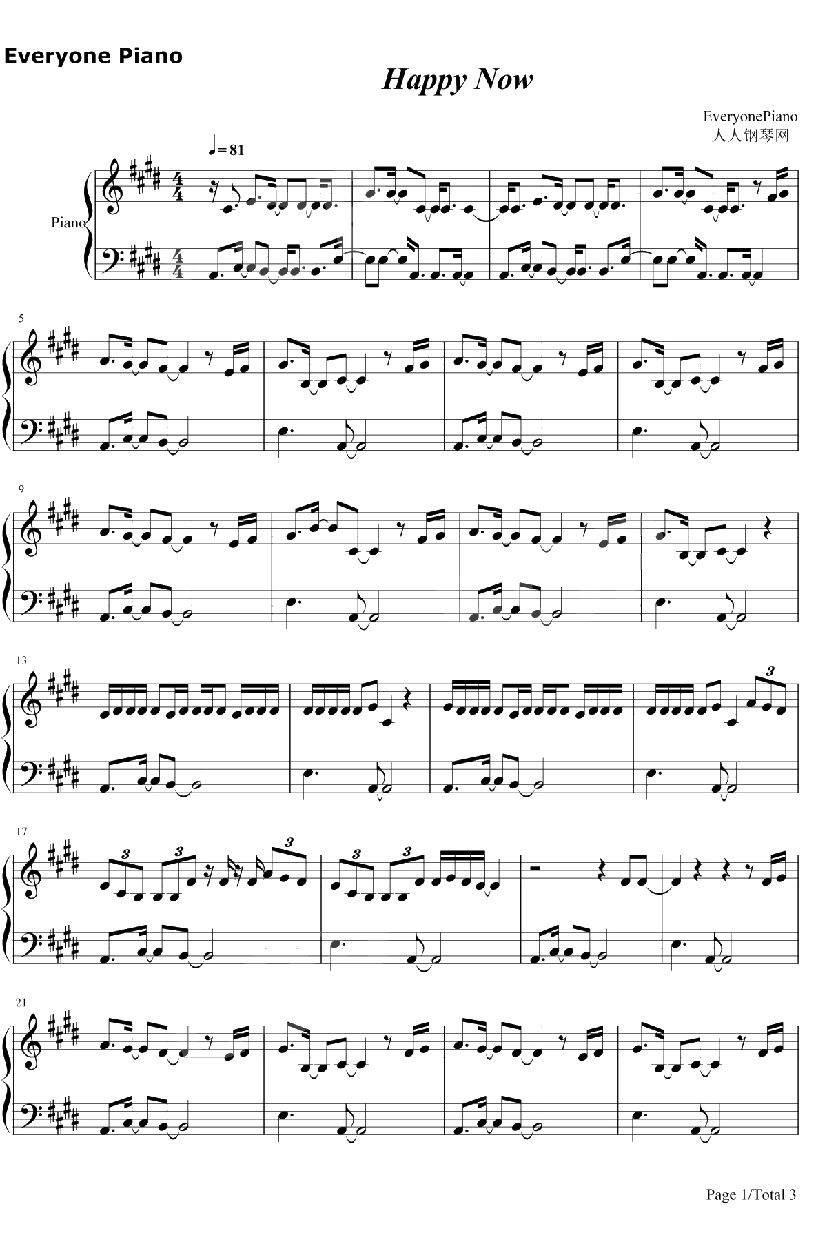 Happy Now钢琴谱-Zedd / Elley Duhé1