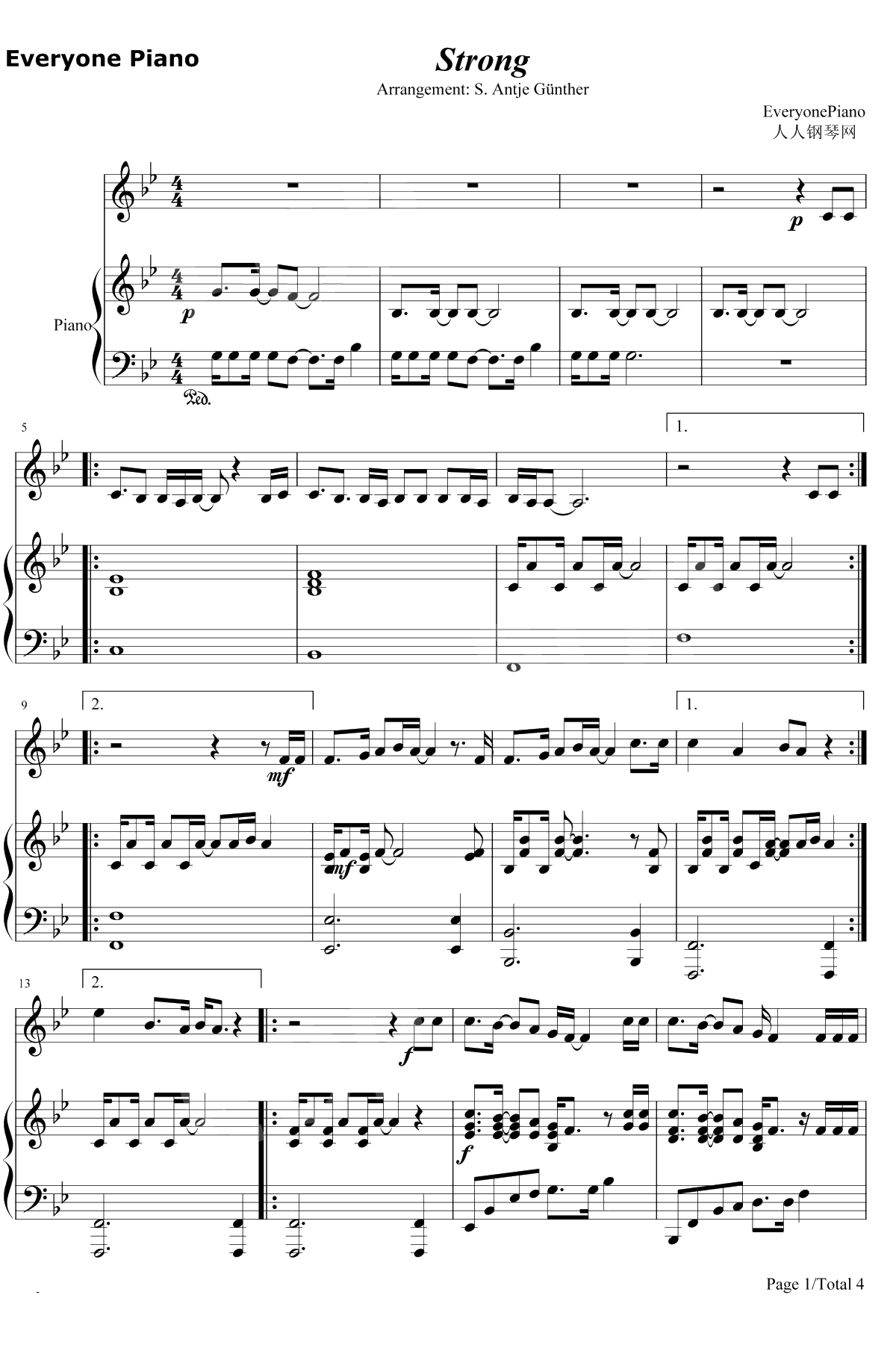 Strong钢琴谱-London Grammar1