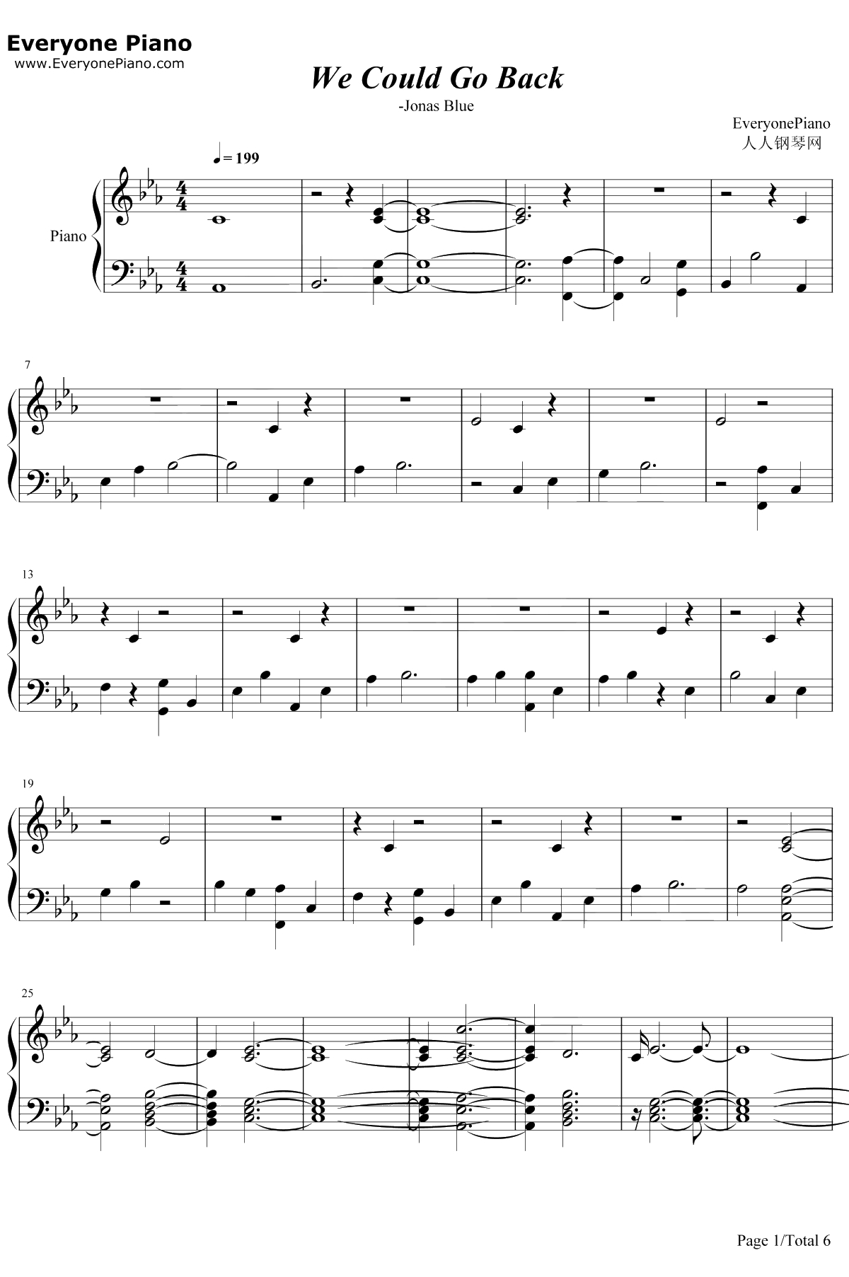 We Could Go Back钢琴谱-Jonas Blue1