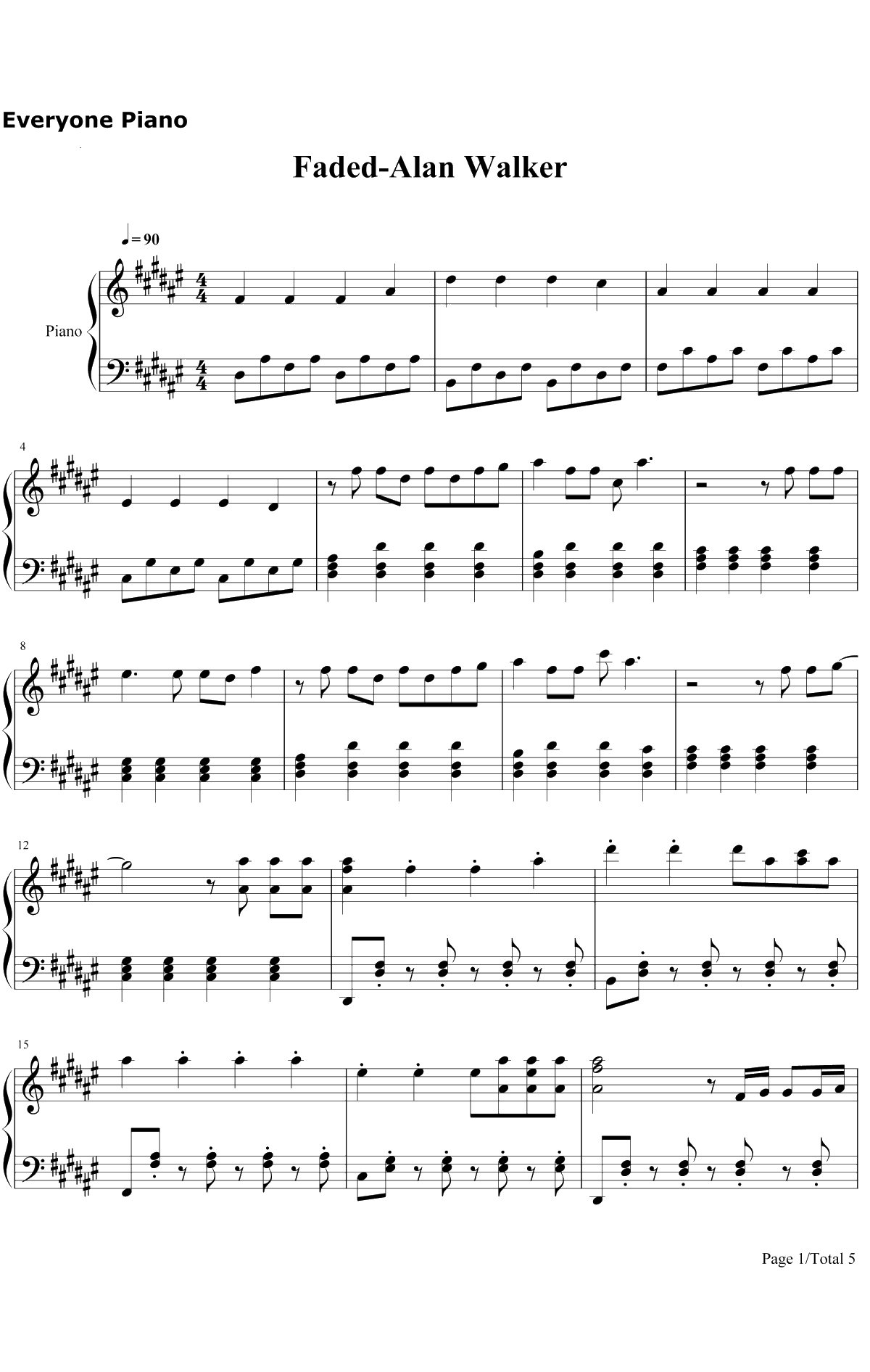 Faded 钢琴谱-Alan Walker1