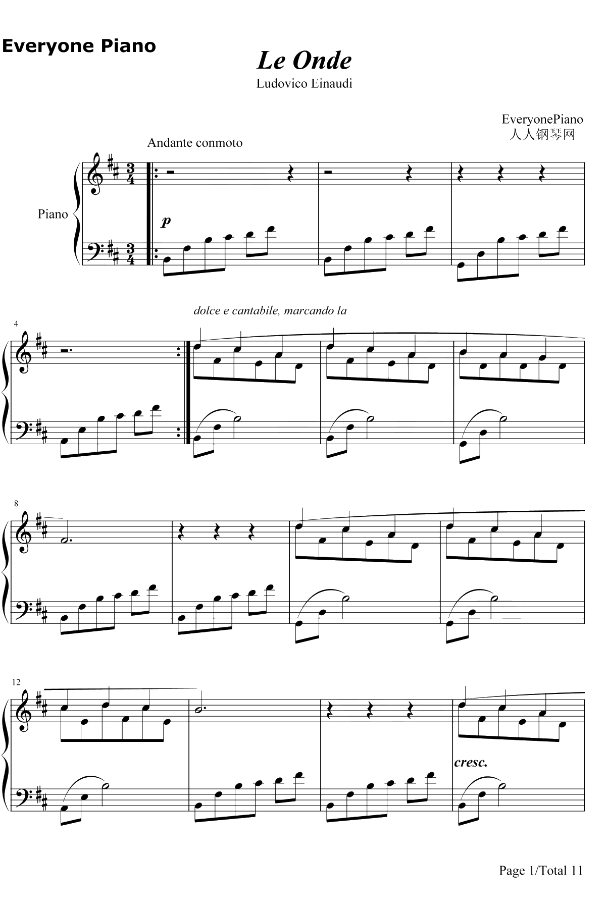 Le Onde钢琴谱-LudovicoEinaudi1