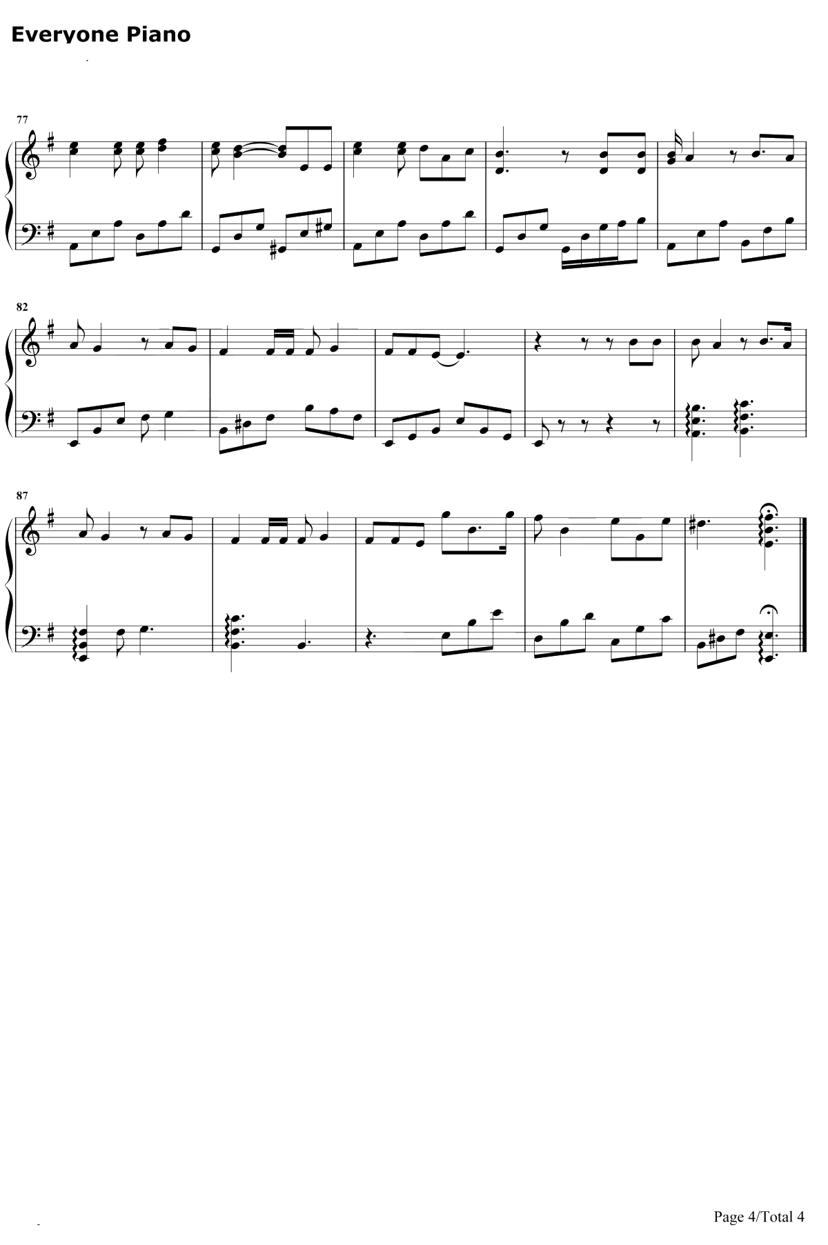 全世界谁倾听你钢琴谱-林宥嘉-从你的全世界路过插曲4