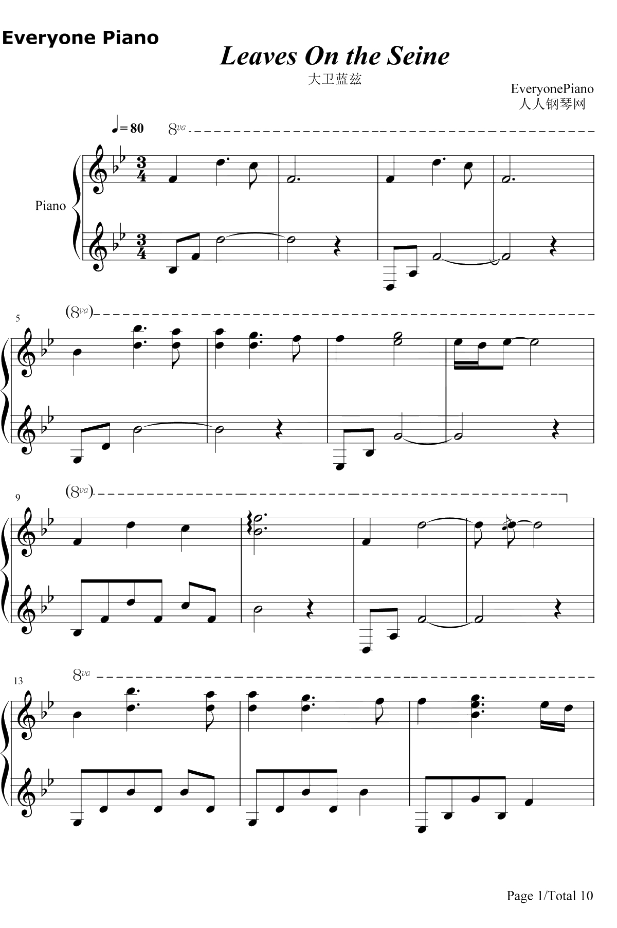 Leaves On The Seine钢琴谱-大卫蓝兹1