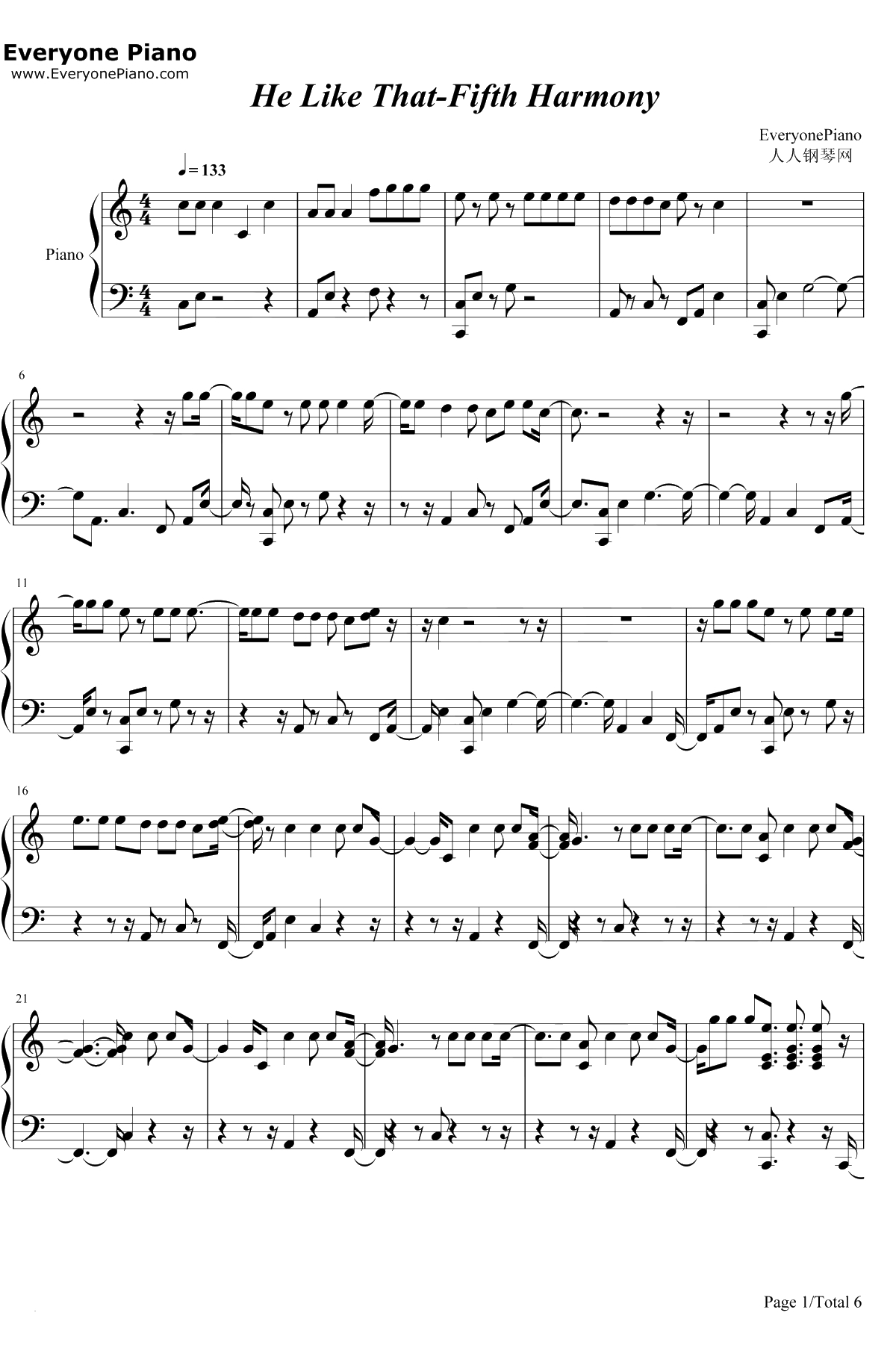 He Like That钢琴谱-FifthHarmony1