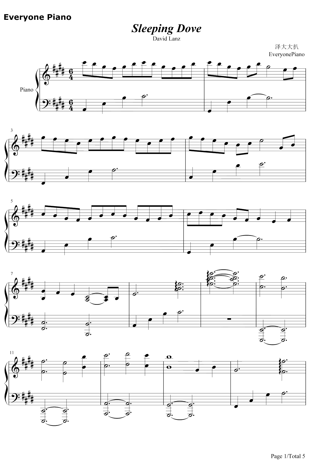 Sleeping Dove钢琴谱-DavidLanz1