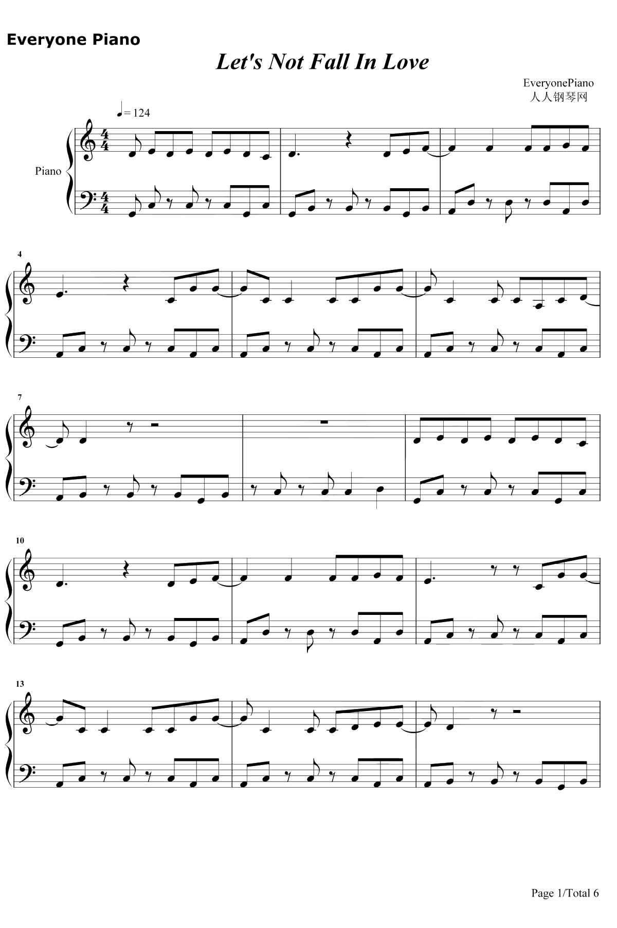 Let's Not Fallin Love钢琴谱-BigBang1