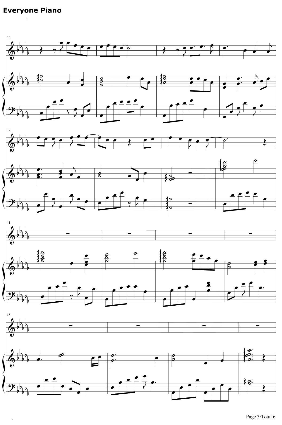 我没有办法不去爱你钢琴谱-金贵晟-新婚公寓插曲3