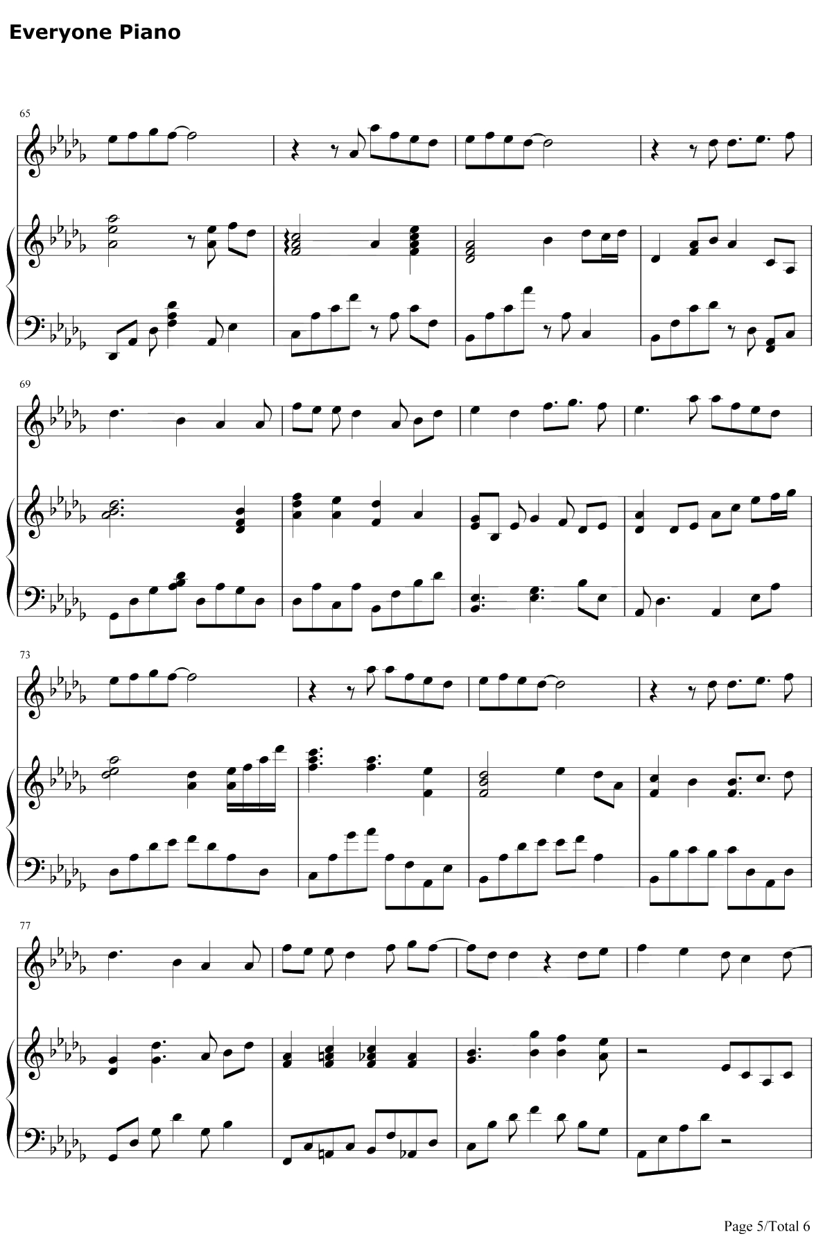 我没有办法不去爱你钢琴谱-金贵晟-新婚公寓插曲5