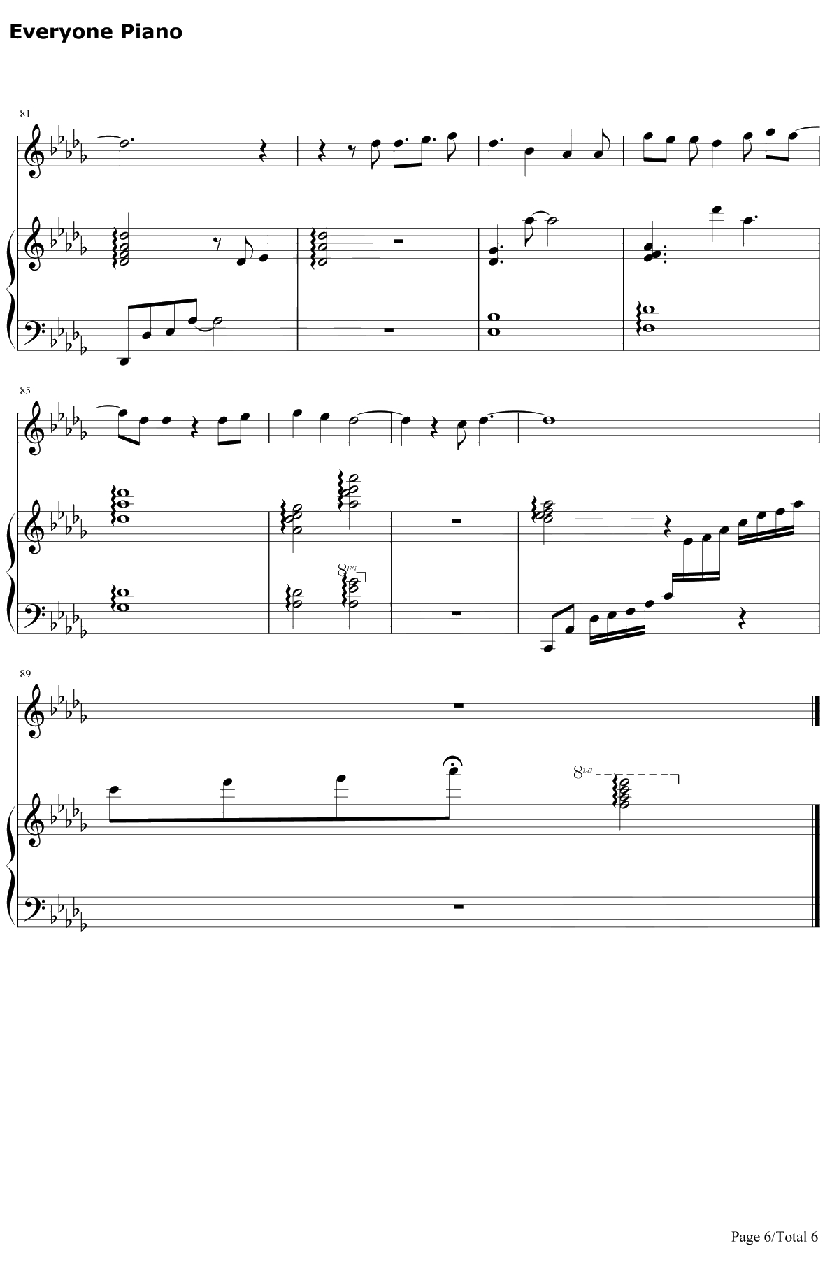 我没有办法不去爱你钢琴谱-金贵晟-新婚公寓插曲6