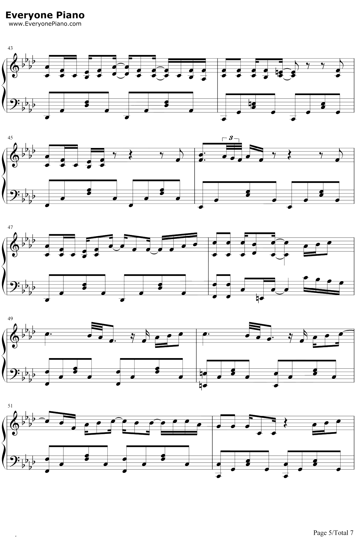 单行的轨道钢琴谱-邓紫棋5