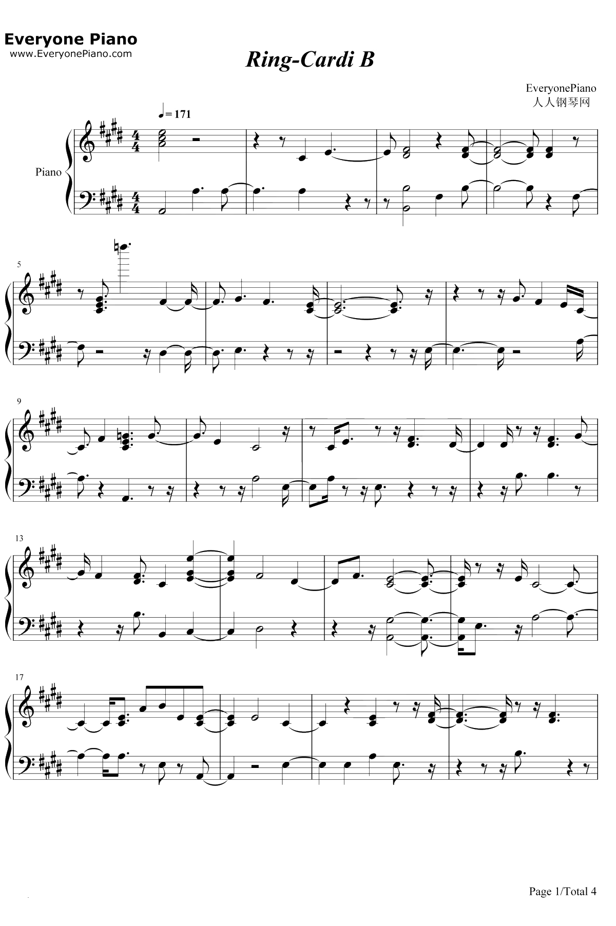 Ring钢琴谱-CardiB1