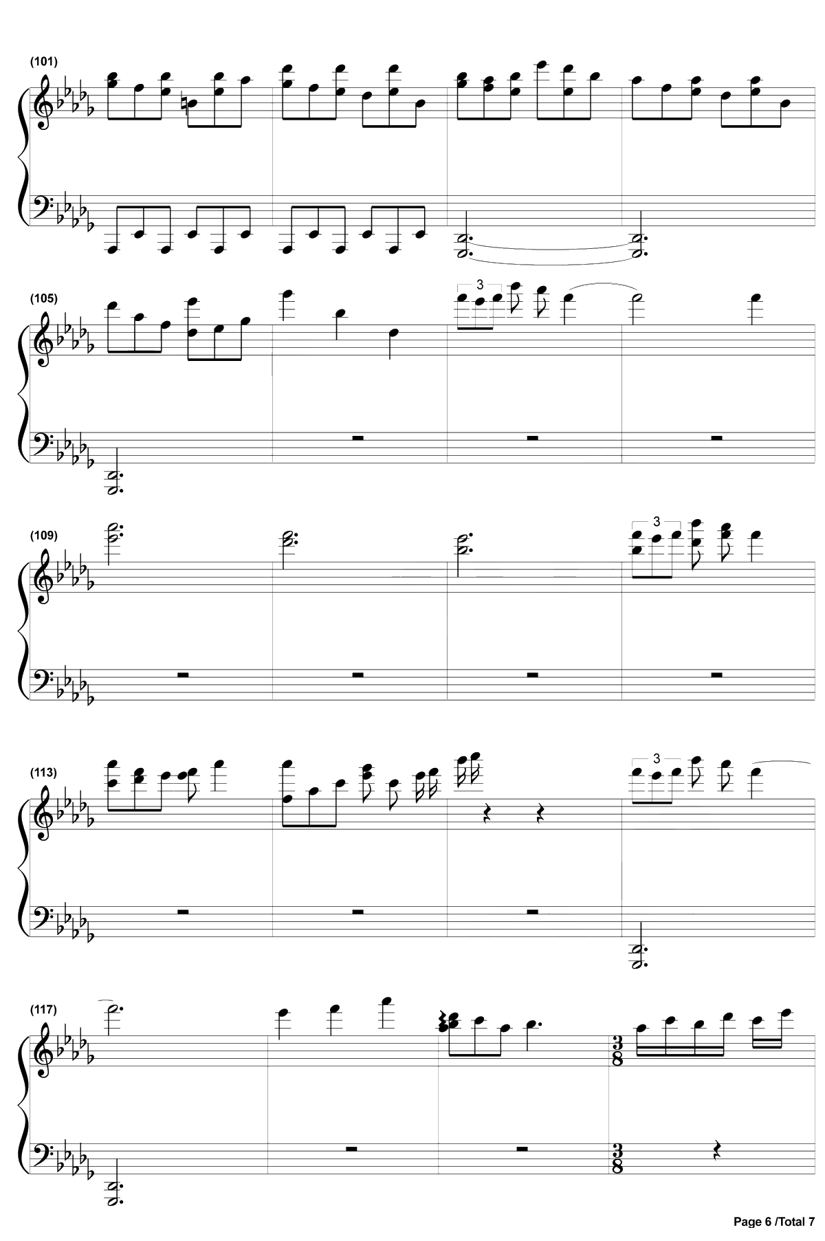 Greenery Rain钢琴谱-KASHIWADaisuke-《言叶之庭》OST-EOP曲6