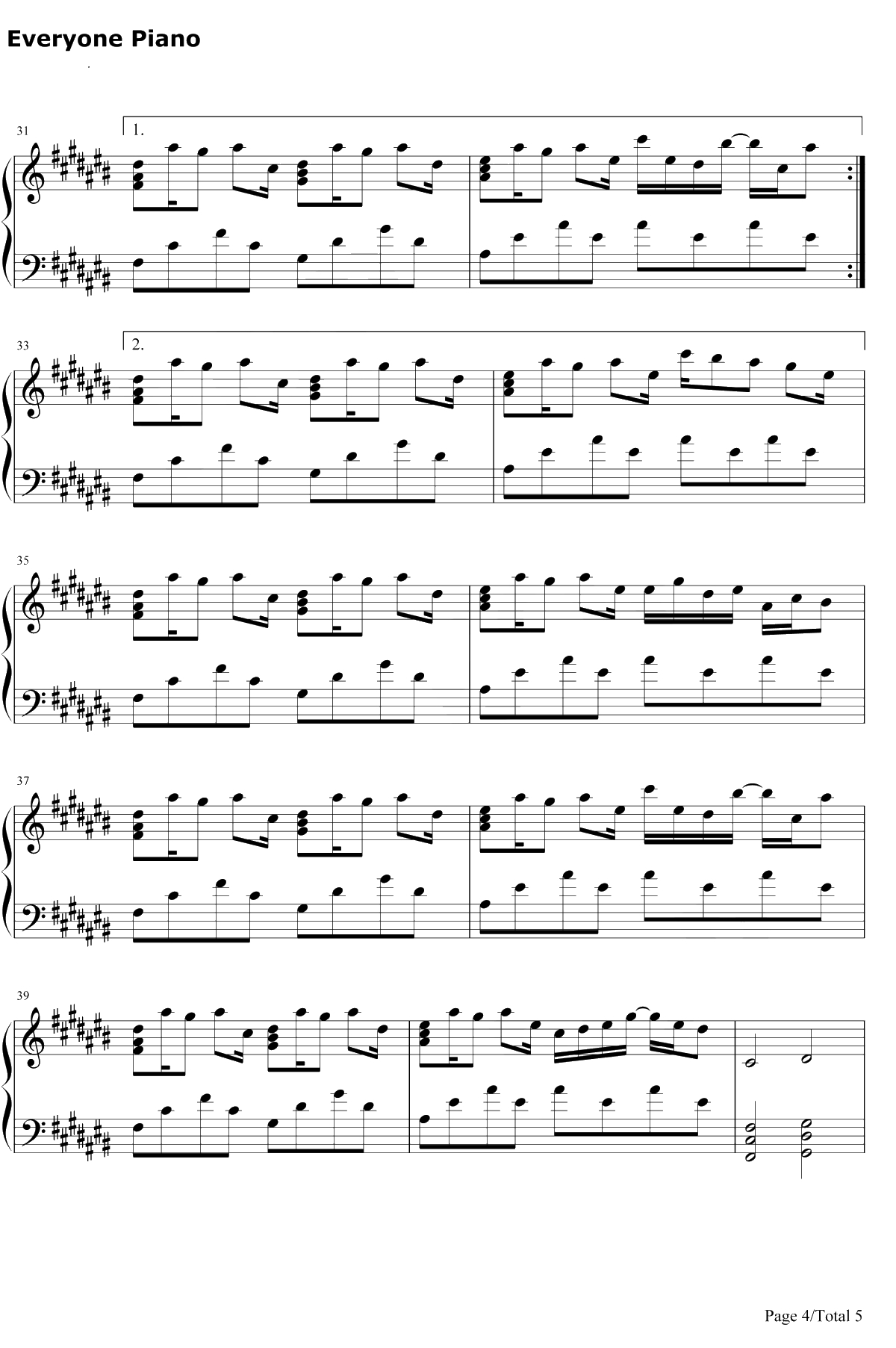 春よ、来い钢琴谱-松任谷由实-春よ、来い主題歌4