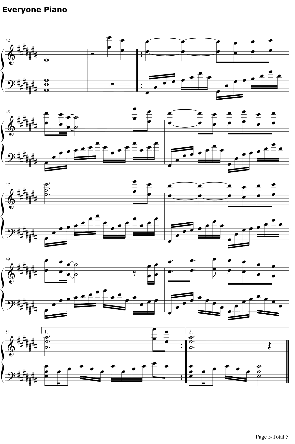 春よ、来い钢琴谱-松任谷由实-春よ、来い主題歌5