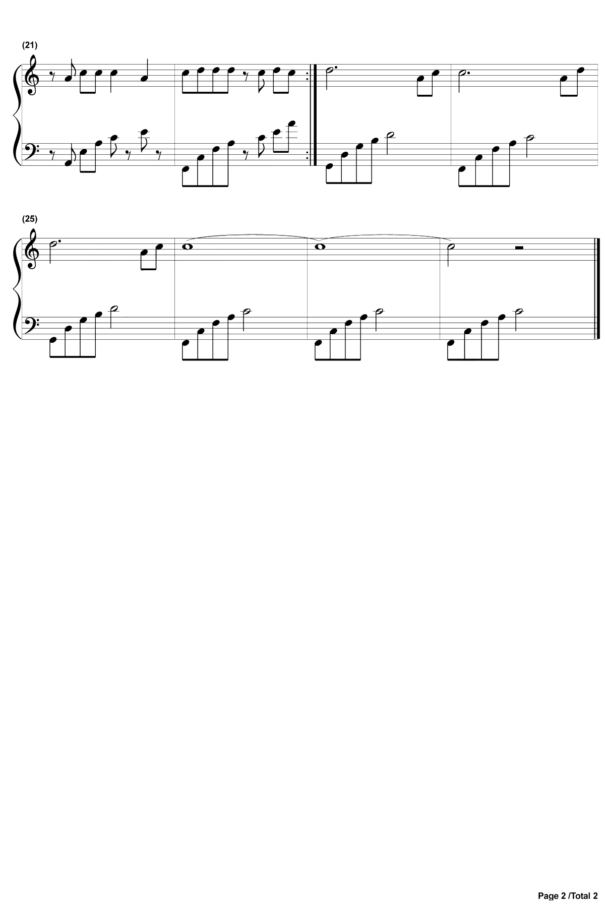 在他乡钢琴谱-水木年华2