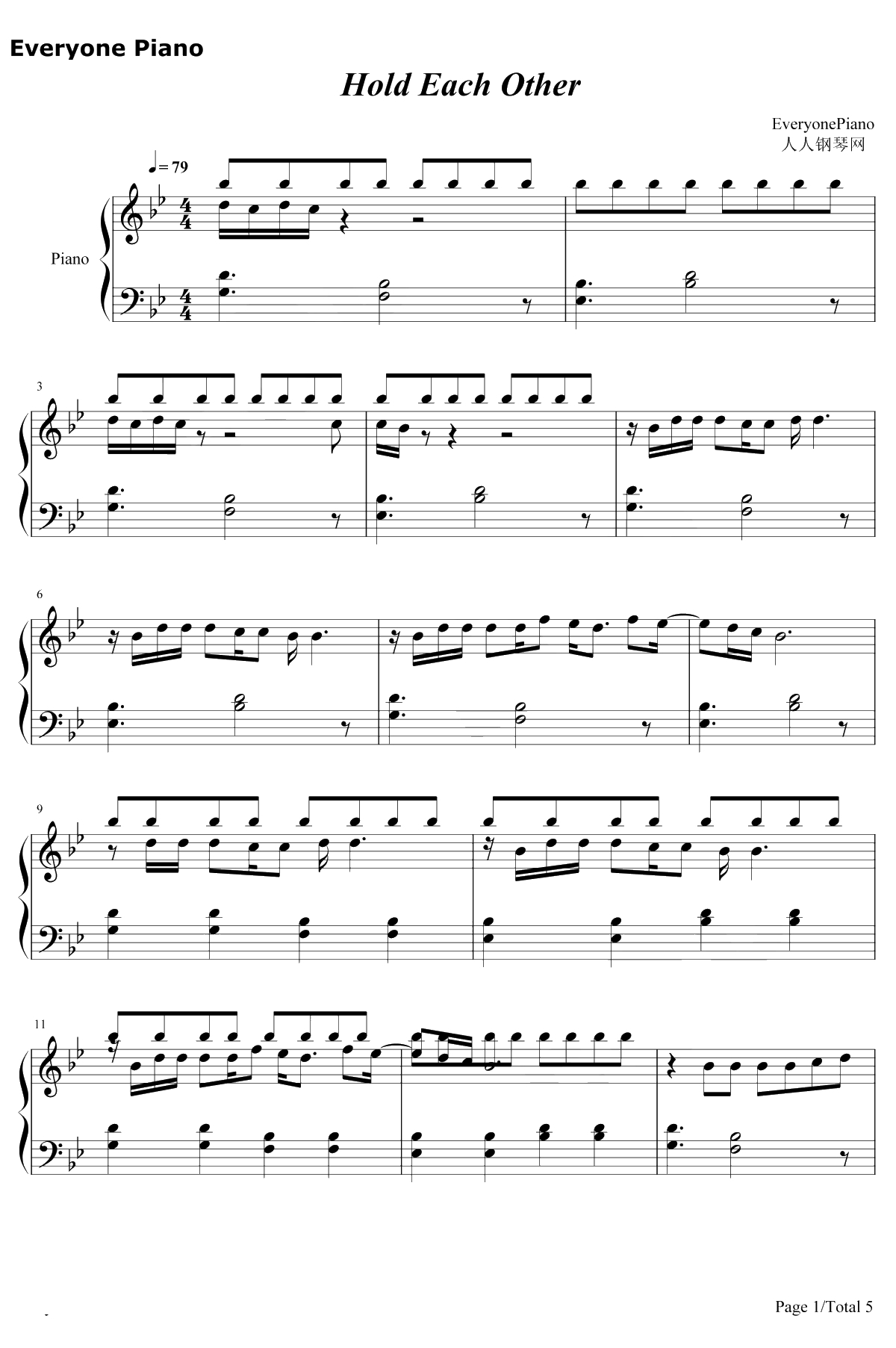Hold Each Other钢琴谱-AGreatBigWorld1