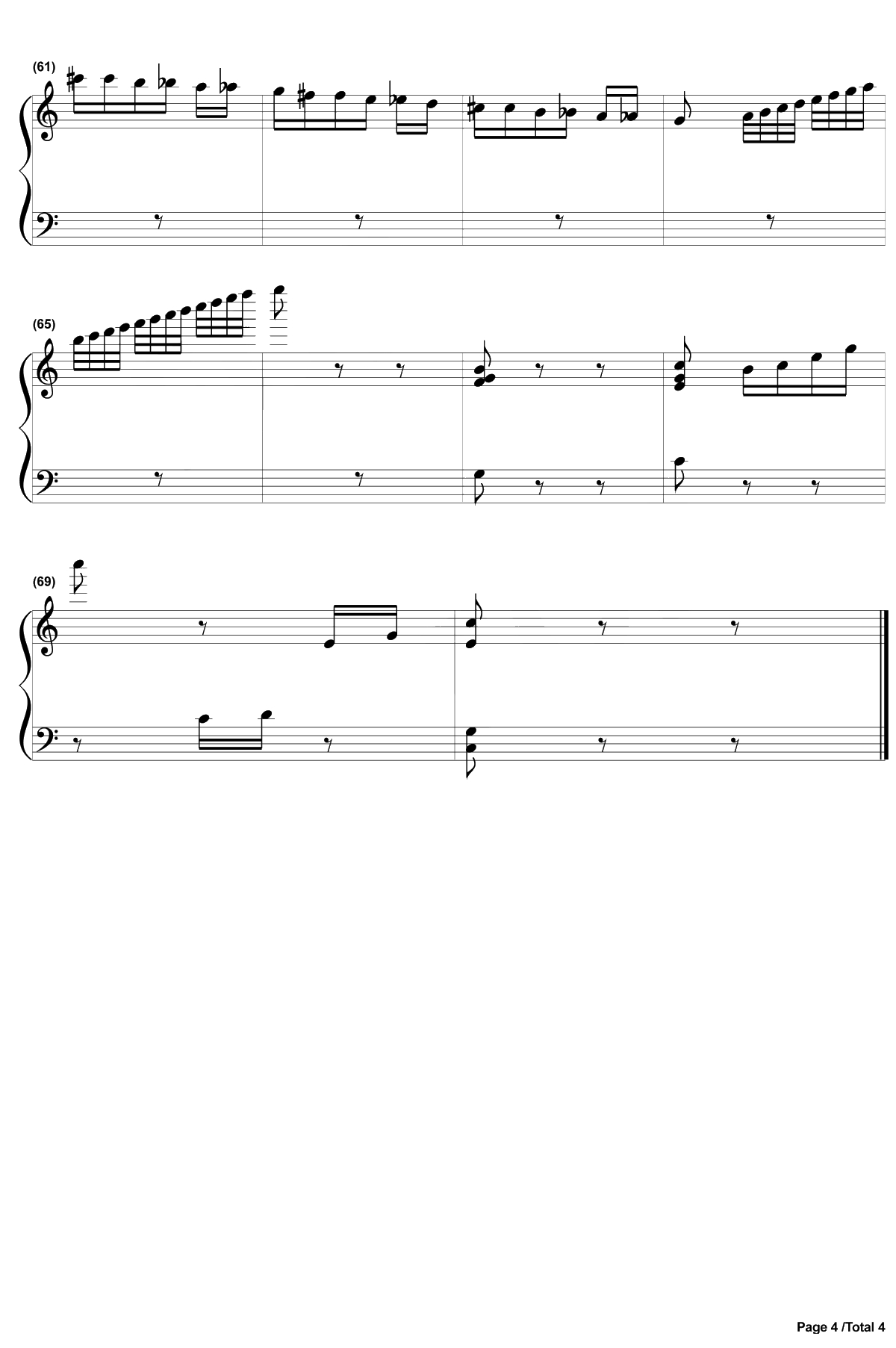 八音盒钢琴谱--波尔迪尼4