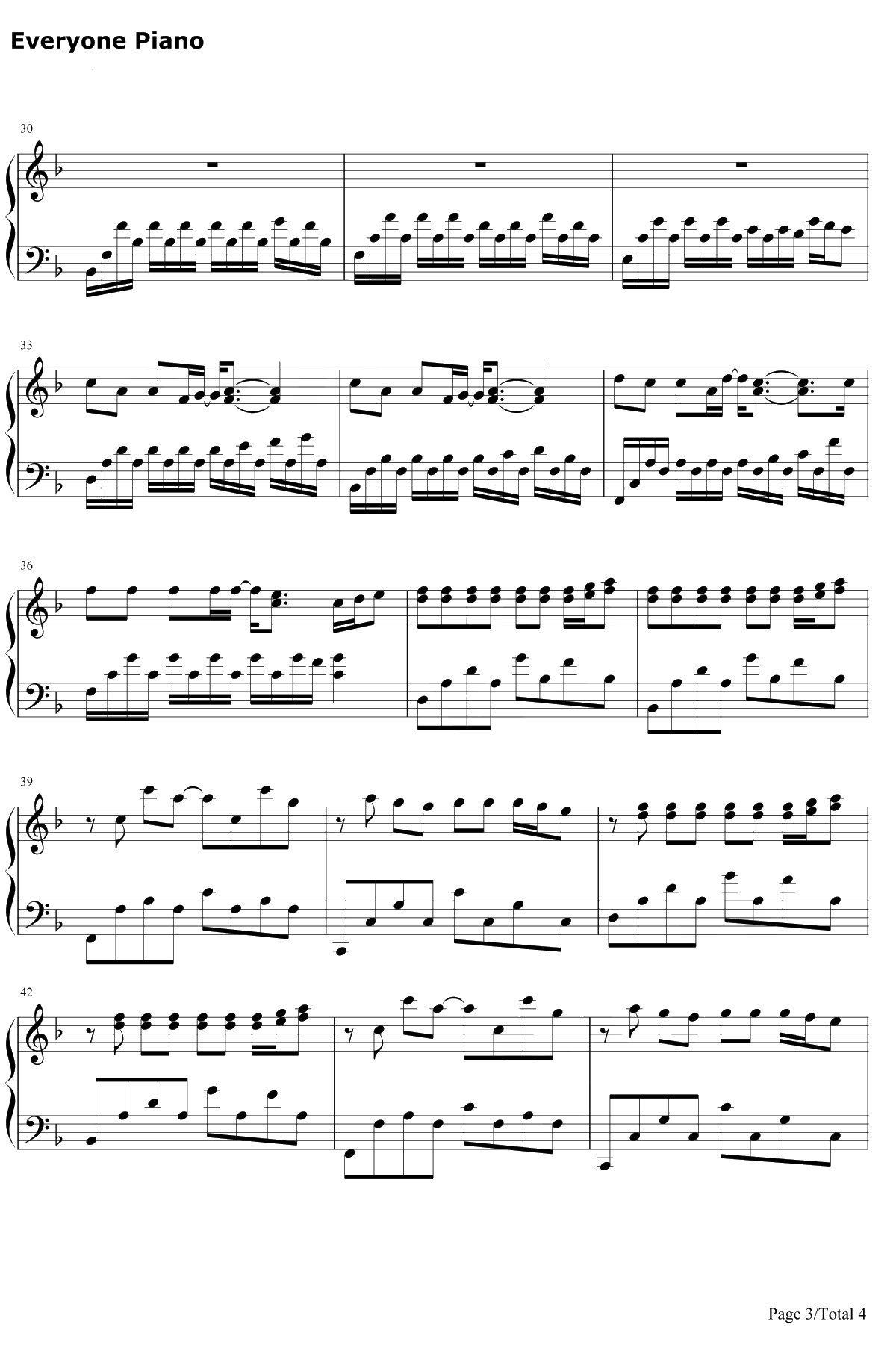 侧脸钢琴谱-于果-曾经是心心念念随随便便深深浅浅-抖音歌曲3