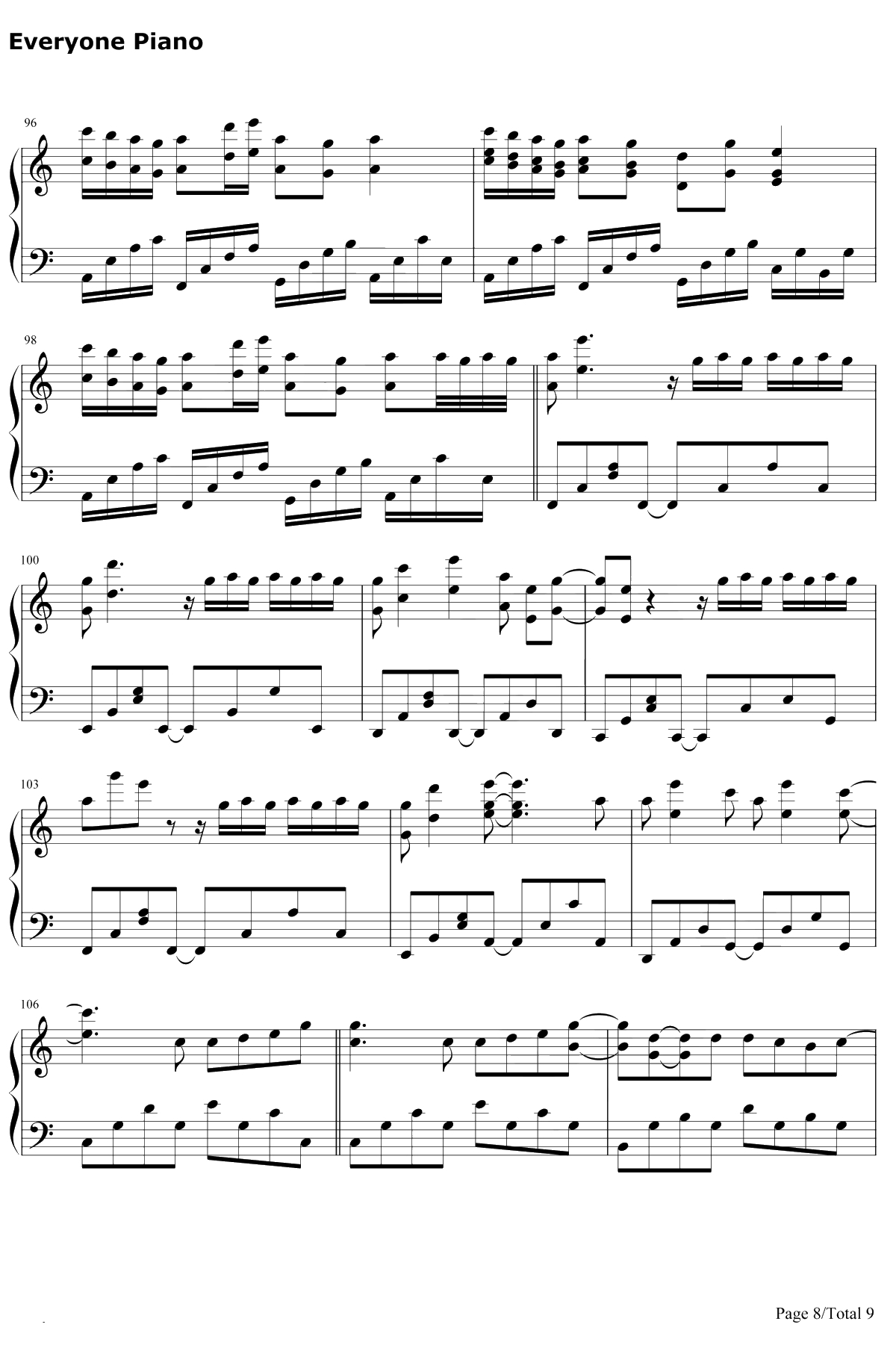 抖音神曲串烧钢琴谱-抖音8