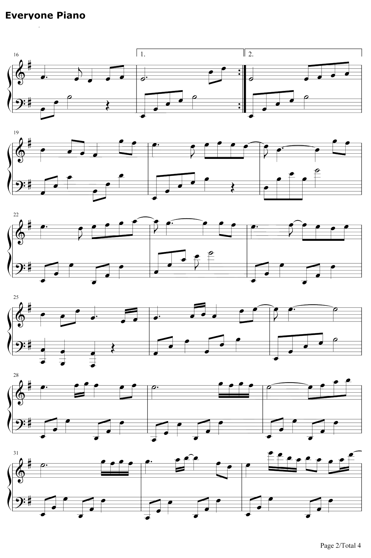 月色思念钢琴谱--赵海洋2