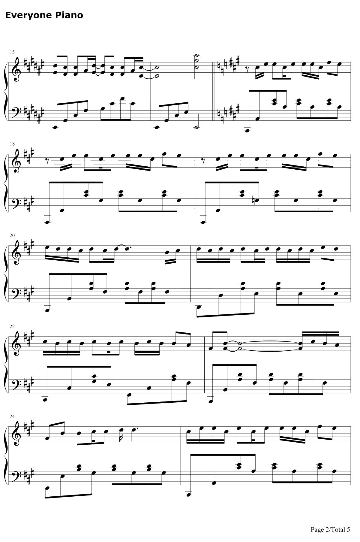 昨日青空钢琴谱-尤长靖-昨日青空同名青春主题曲2