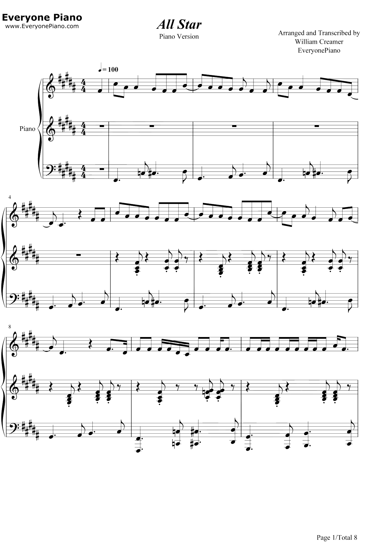 All Star钢琴谱-SmashMouth1