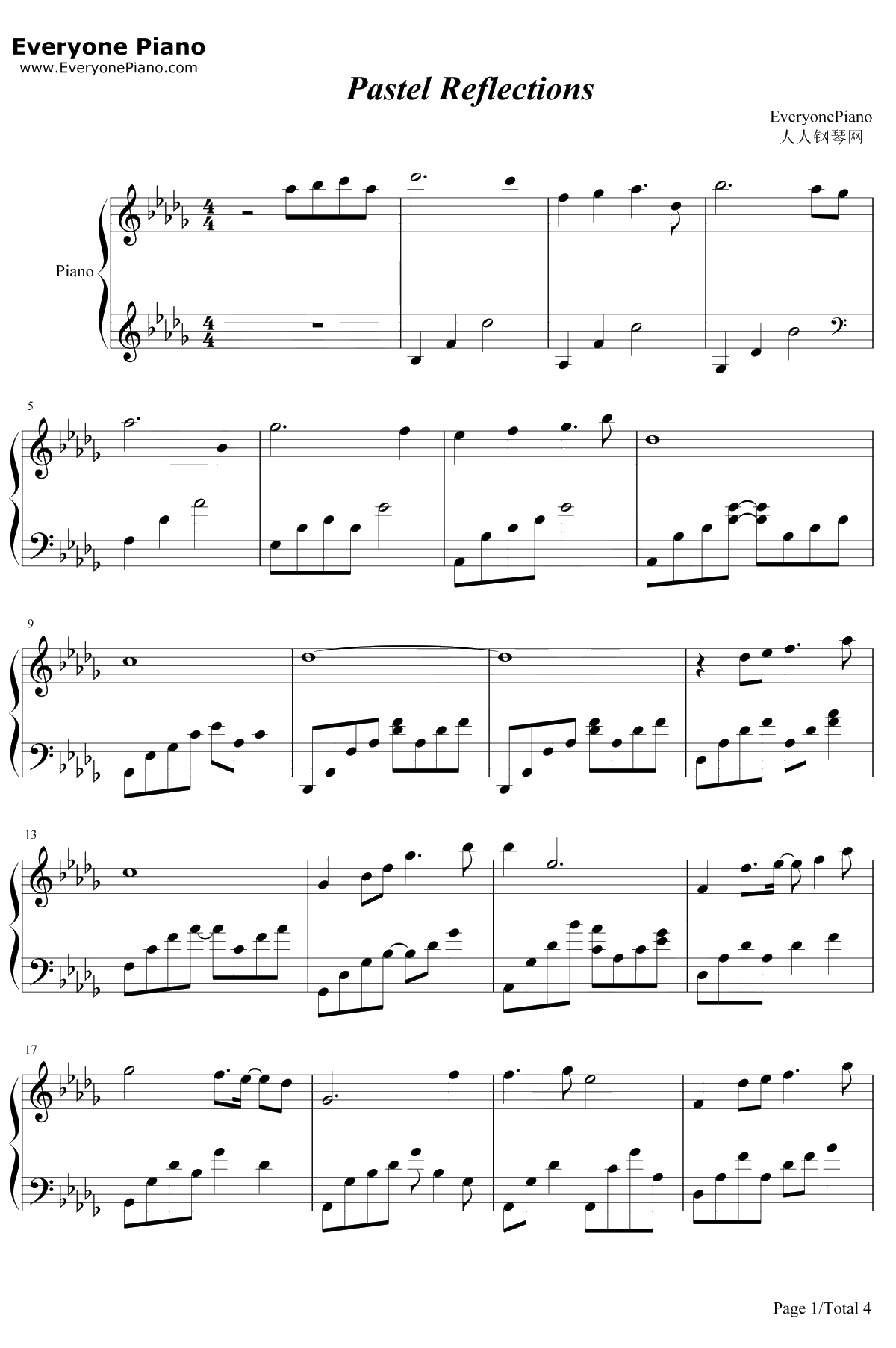 Pastel Reflections钢琴谱-KevinKern-浮光掠影1