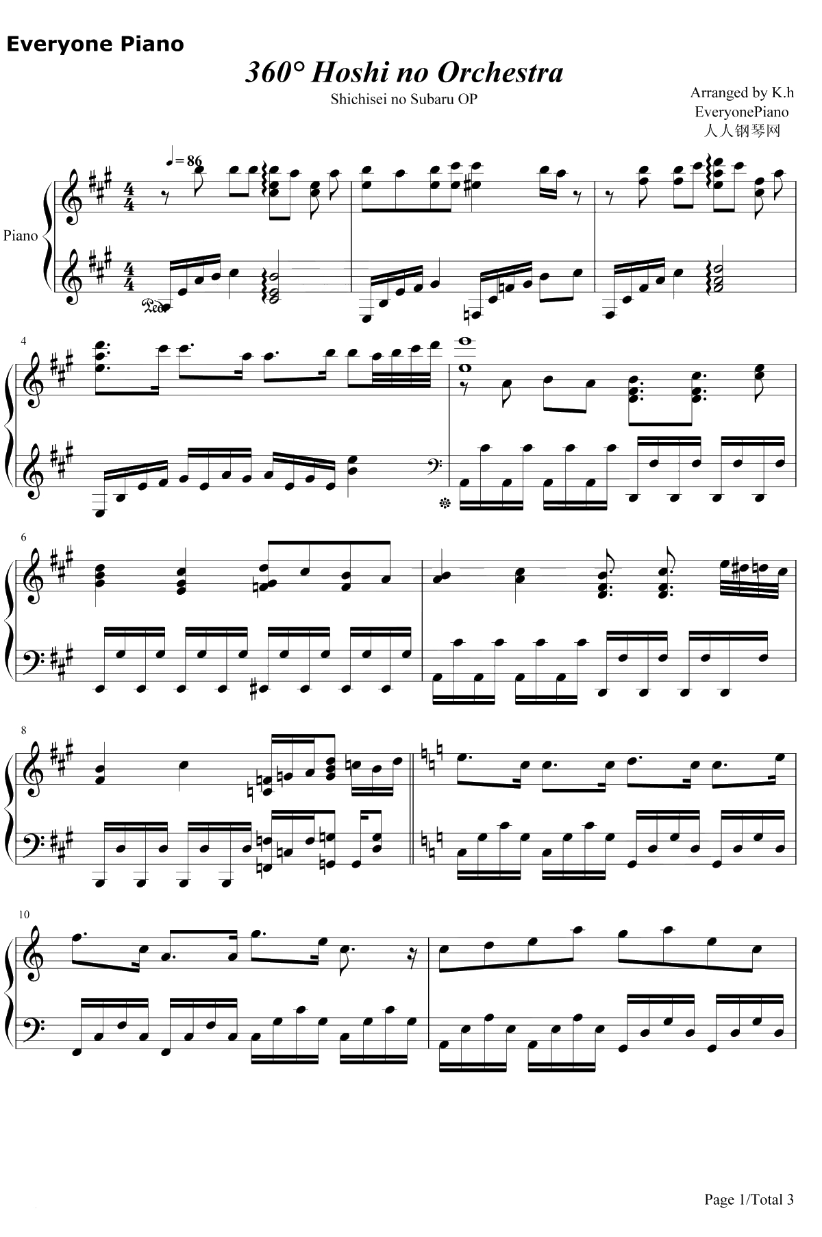 360°星のオーケストラ钢琴谱-petitmilady-昴宿七星OP1