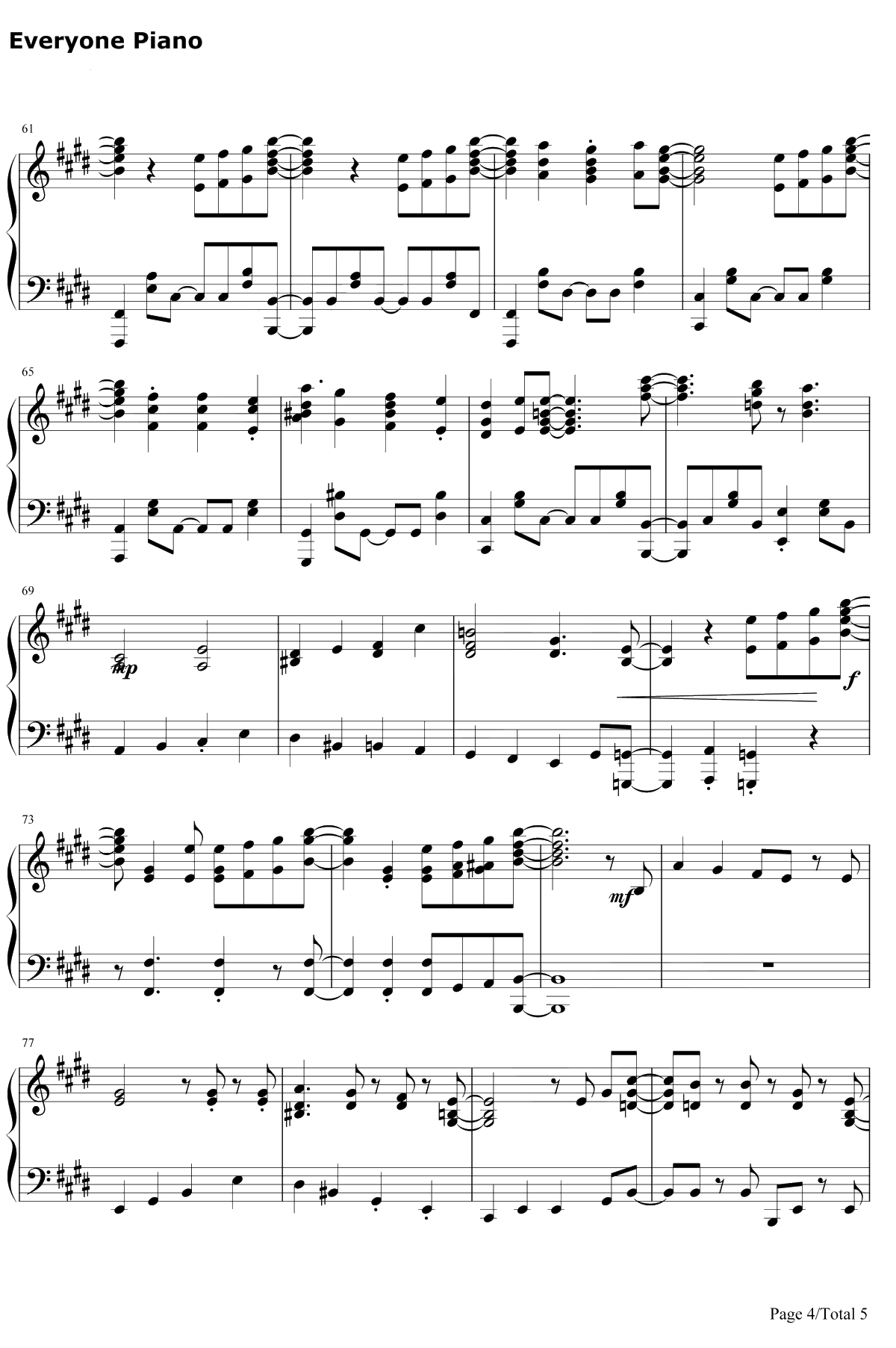 Bitter Sweet Harmony钢琴谱-中岛爱-春原庄的管理人小姐OP4