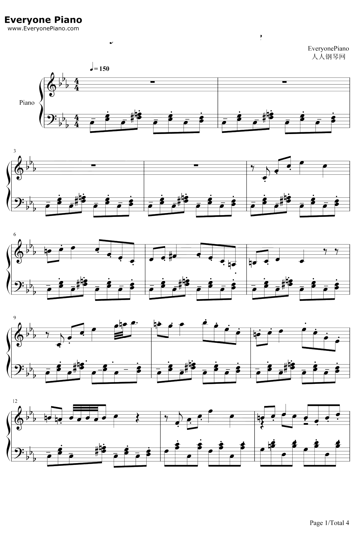 Nyeh Heh Heh钢琴谱-TobyFox-Bonetrousle-UndertaleOST1