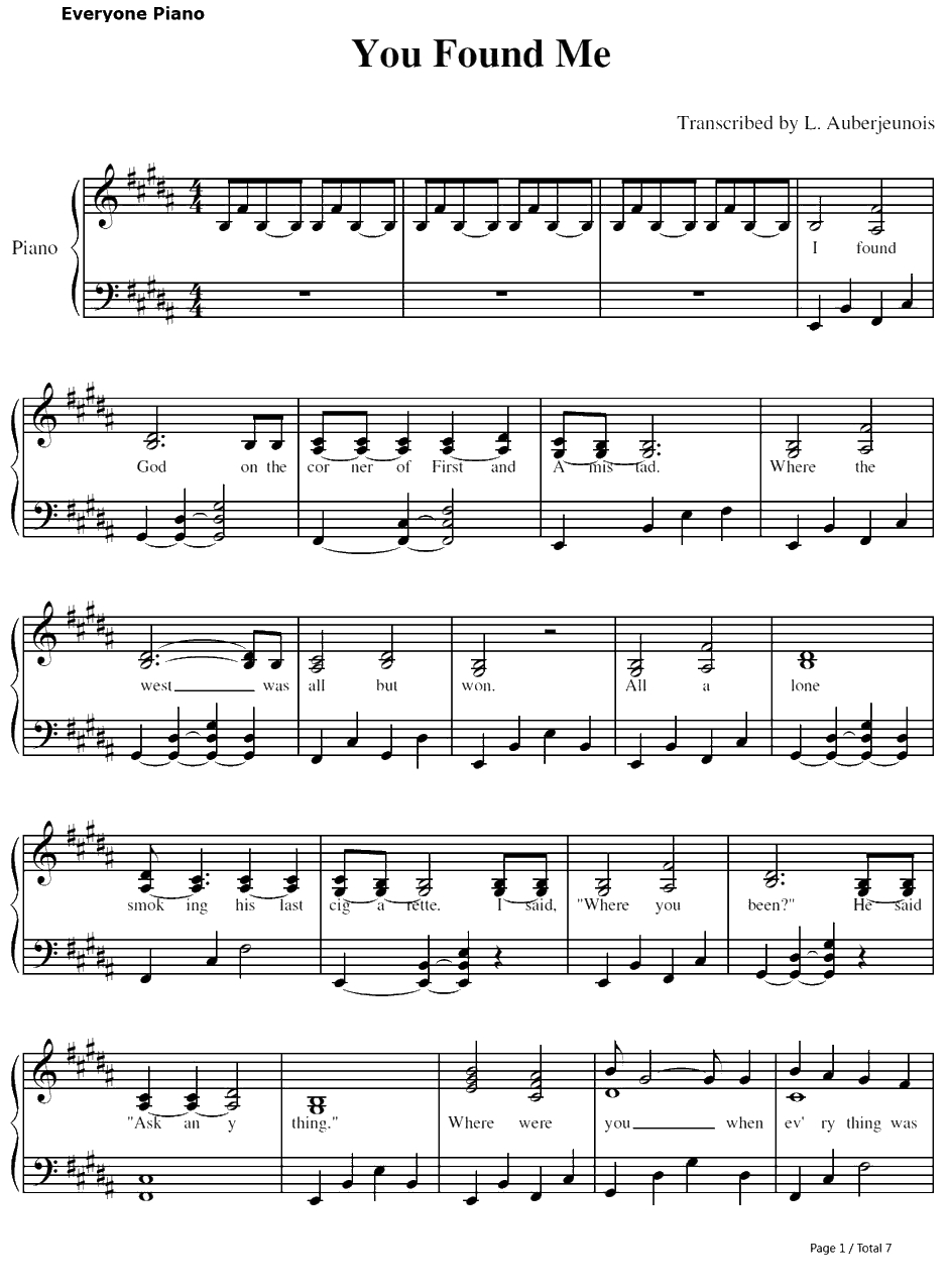 You Found Me钢琴谱--TheFray1