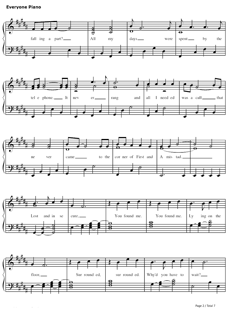 You Found Me钢琴谱--TheFray2