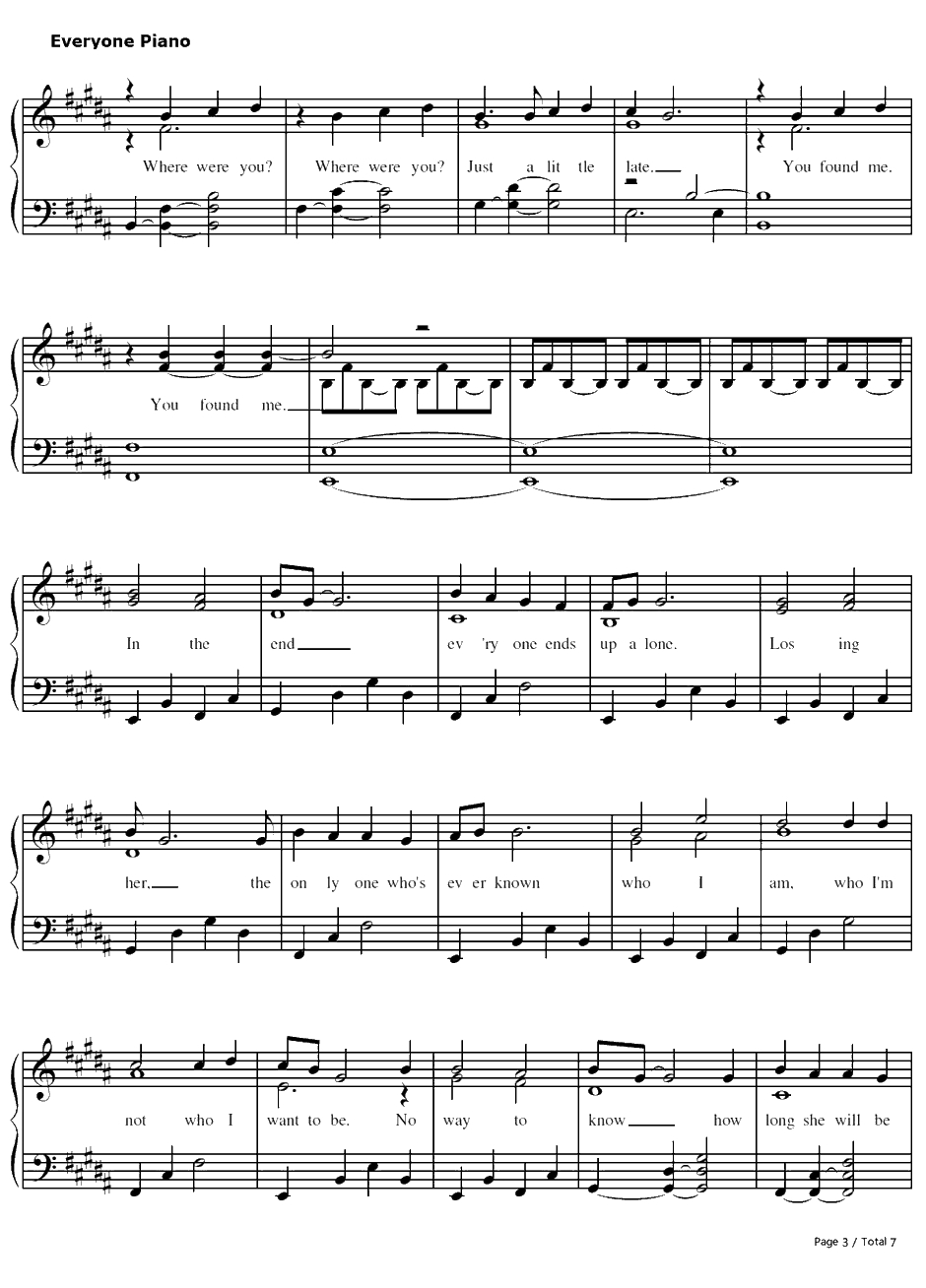 You Found Me钢琴谱--TheFray3