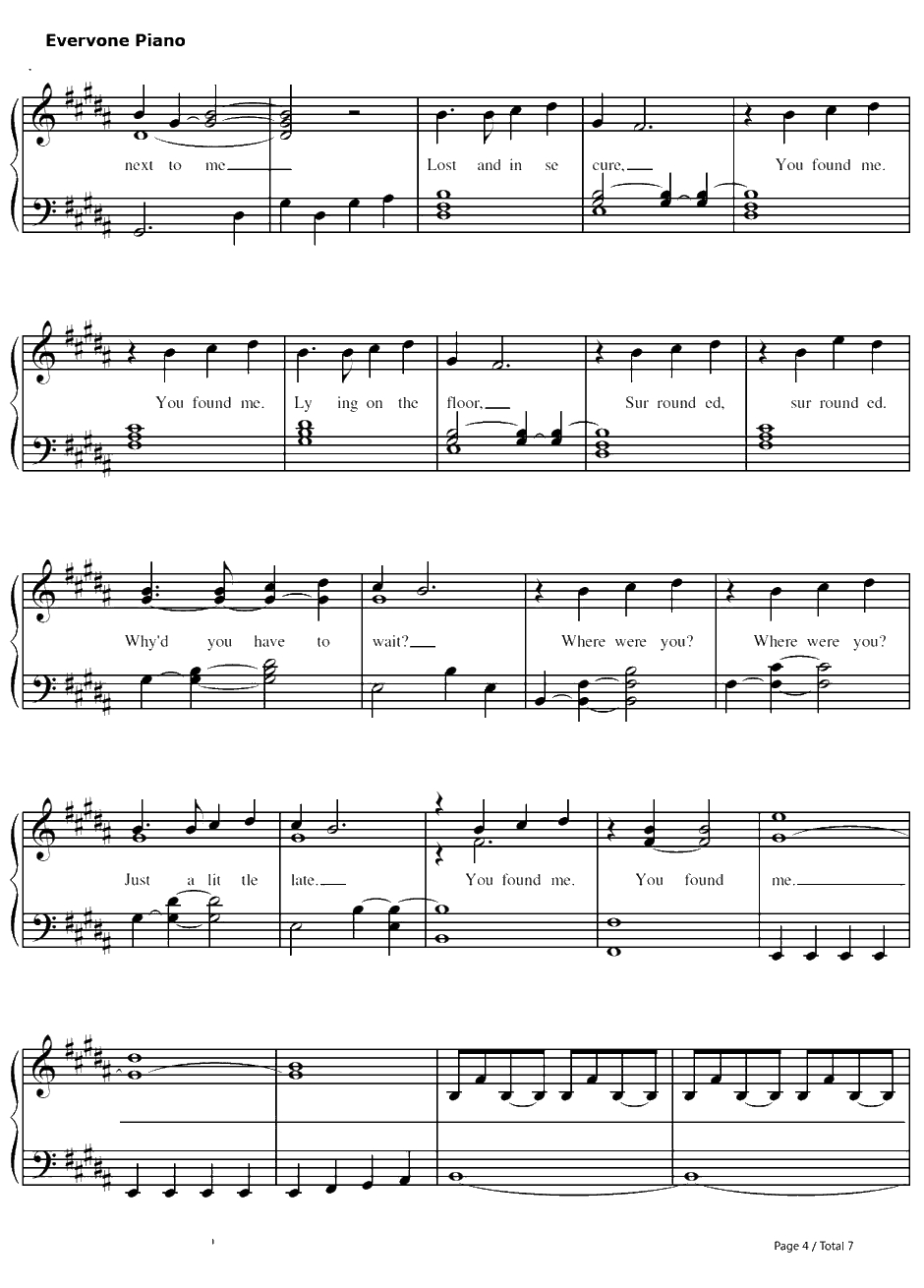 You Found Me钢琴谱--TheFray4
