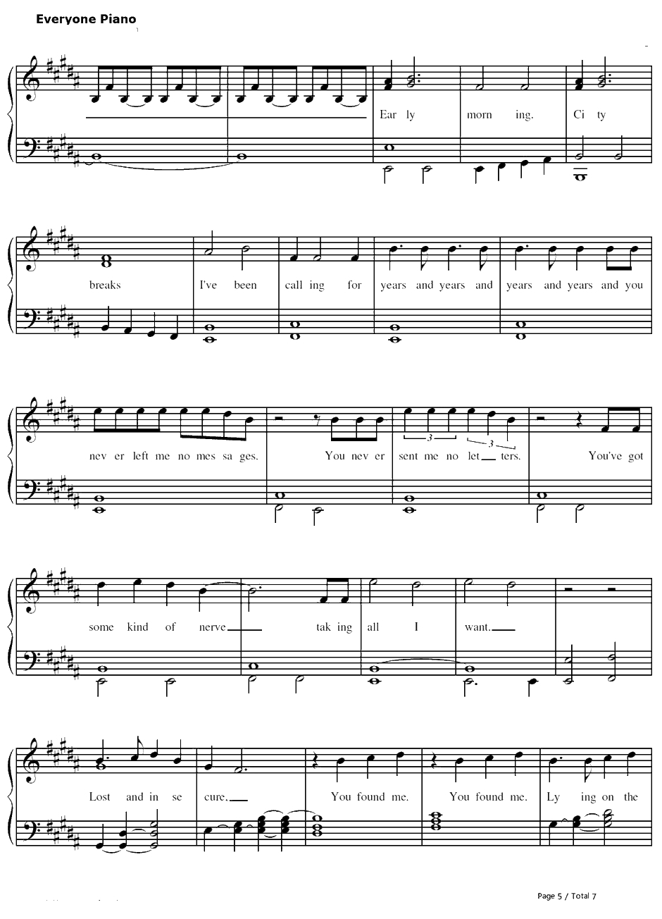 You Found Me钢琴谱--TheFray5