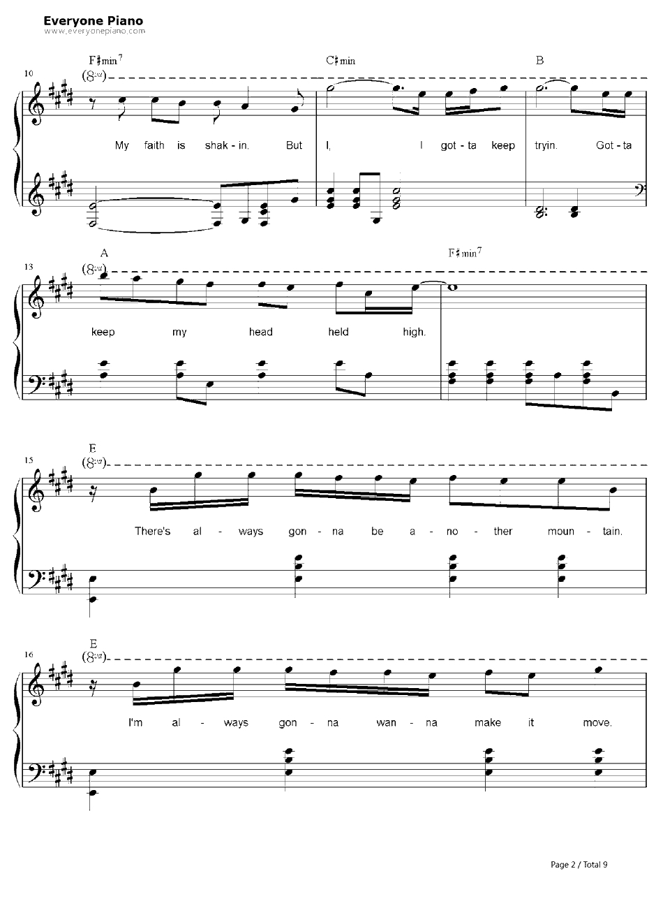 The Climb钢琴谱-MileyCyrus-汉娜·蒙塔娜OST2