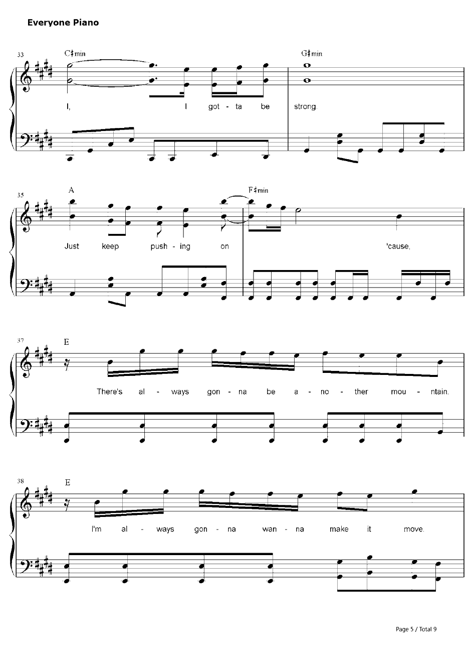 The Climb钢琴谱-MileyCyrus-汉娜·蒙塔娜OST5