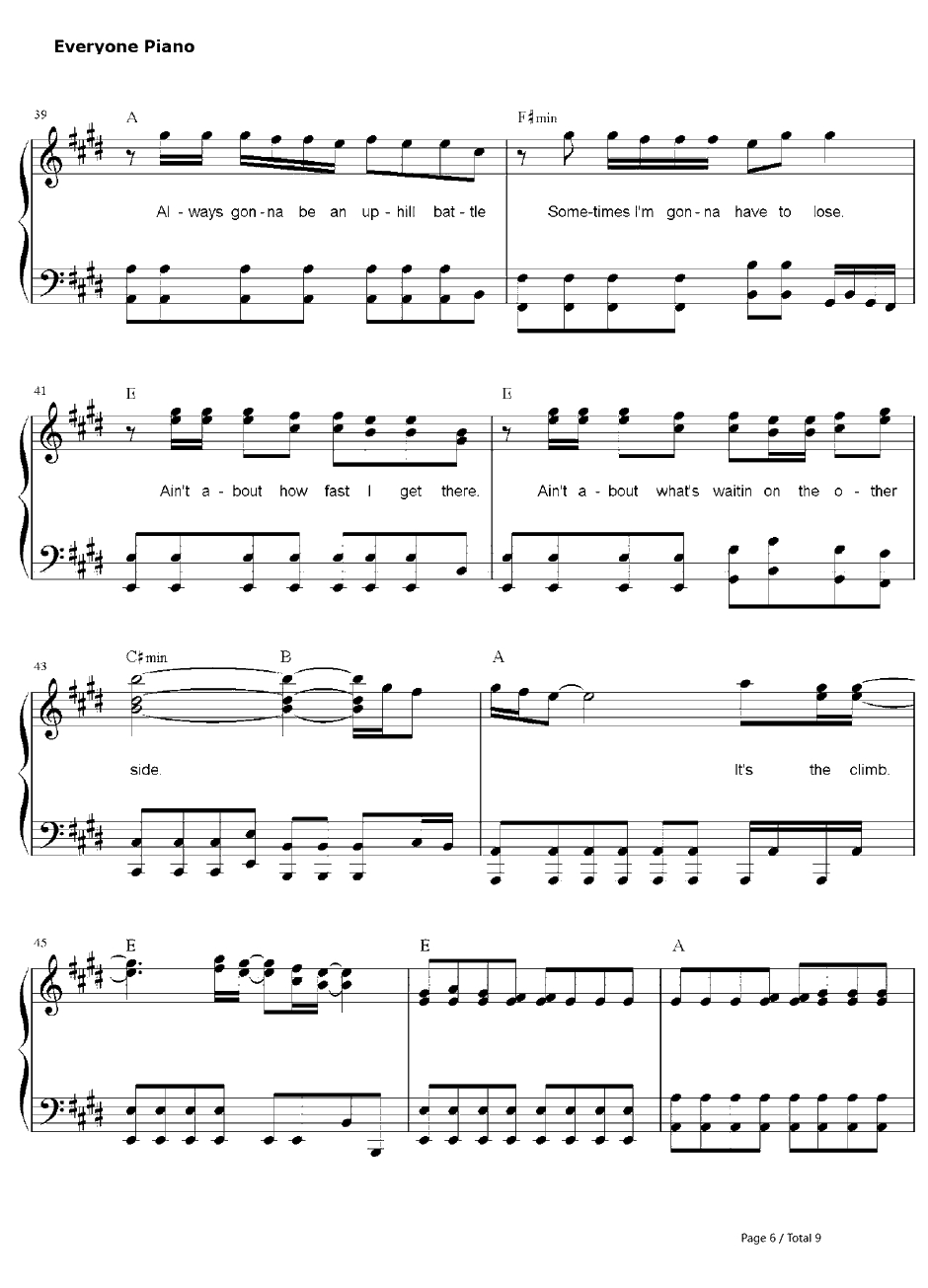 The Climb钢琴谱-MileyCyrus-汉娜·蒙塔娜OST6