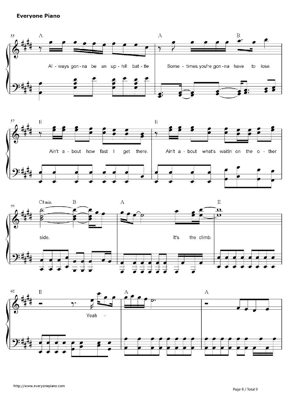 The Climb钢琴谱-MileyCyrus-汉娜·蒙塔娜OST8