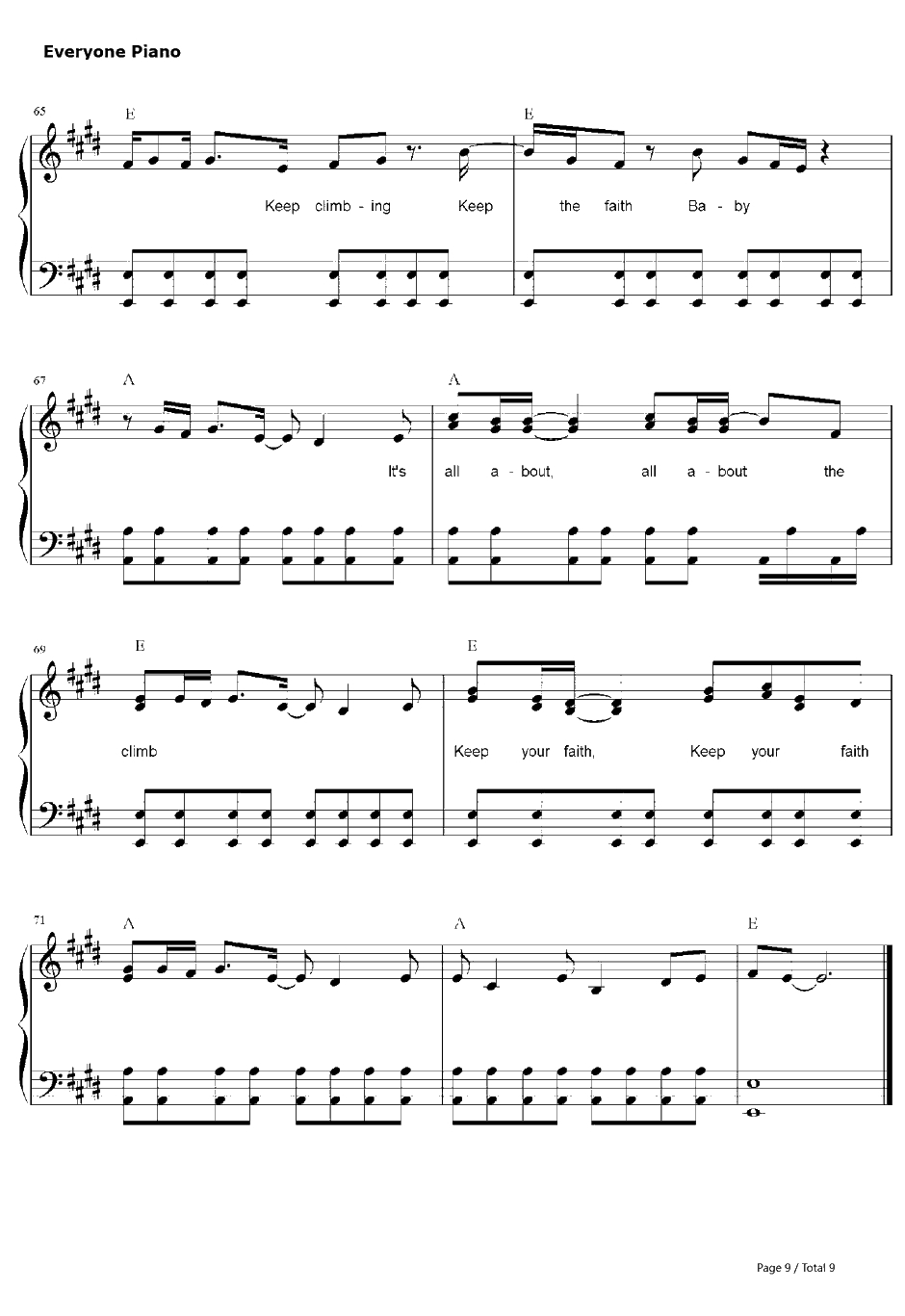 The Climb钢琴谱-MileyCyrus-汉娜·蒙塔娜OST9