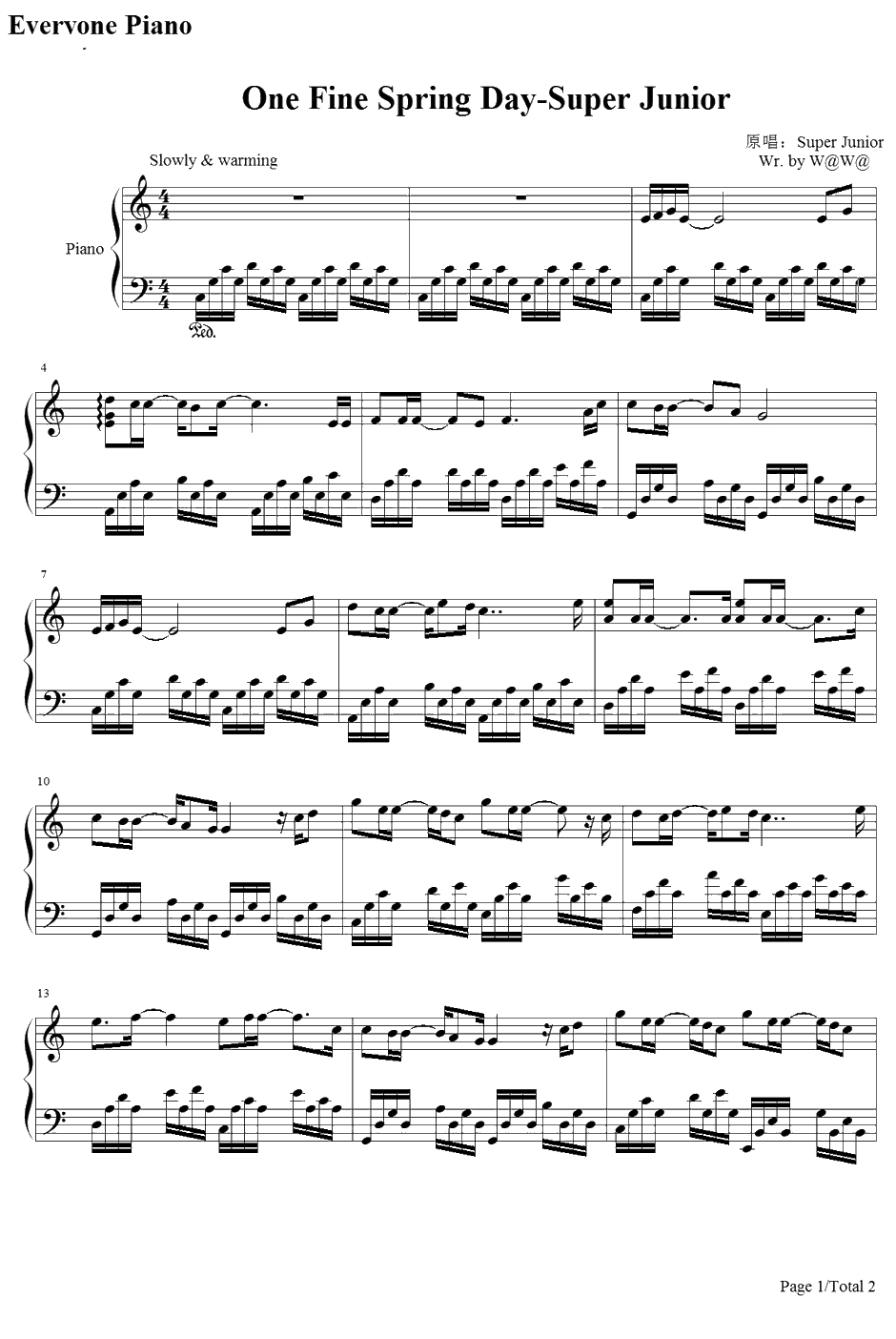 One Fine Spring Day钢琴谱-SuperJunior1