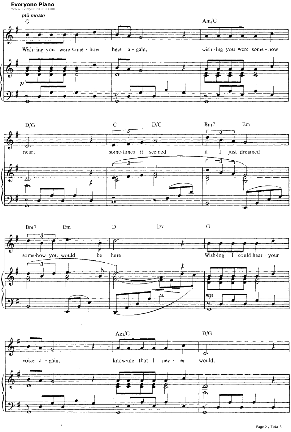 Wishing You Were Somehow Here Again钢琴谱-AndrewLloydWebber-歌剧魅影OST2