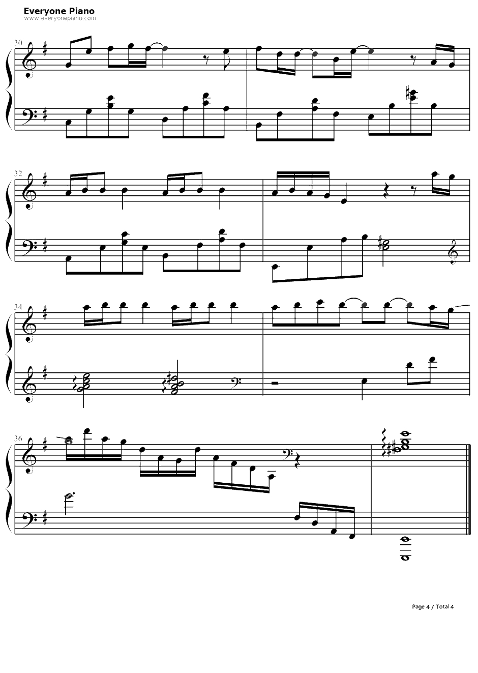 剑伤钢琴谱-李易峰-古剑奇谭插曲4