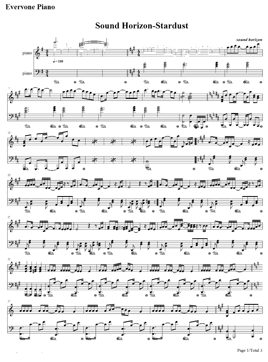 Star Dust钢琴谱-SoundHorizon1