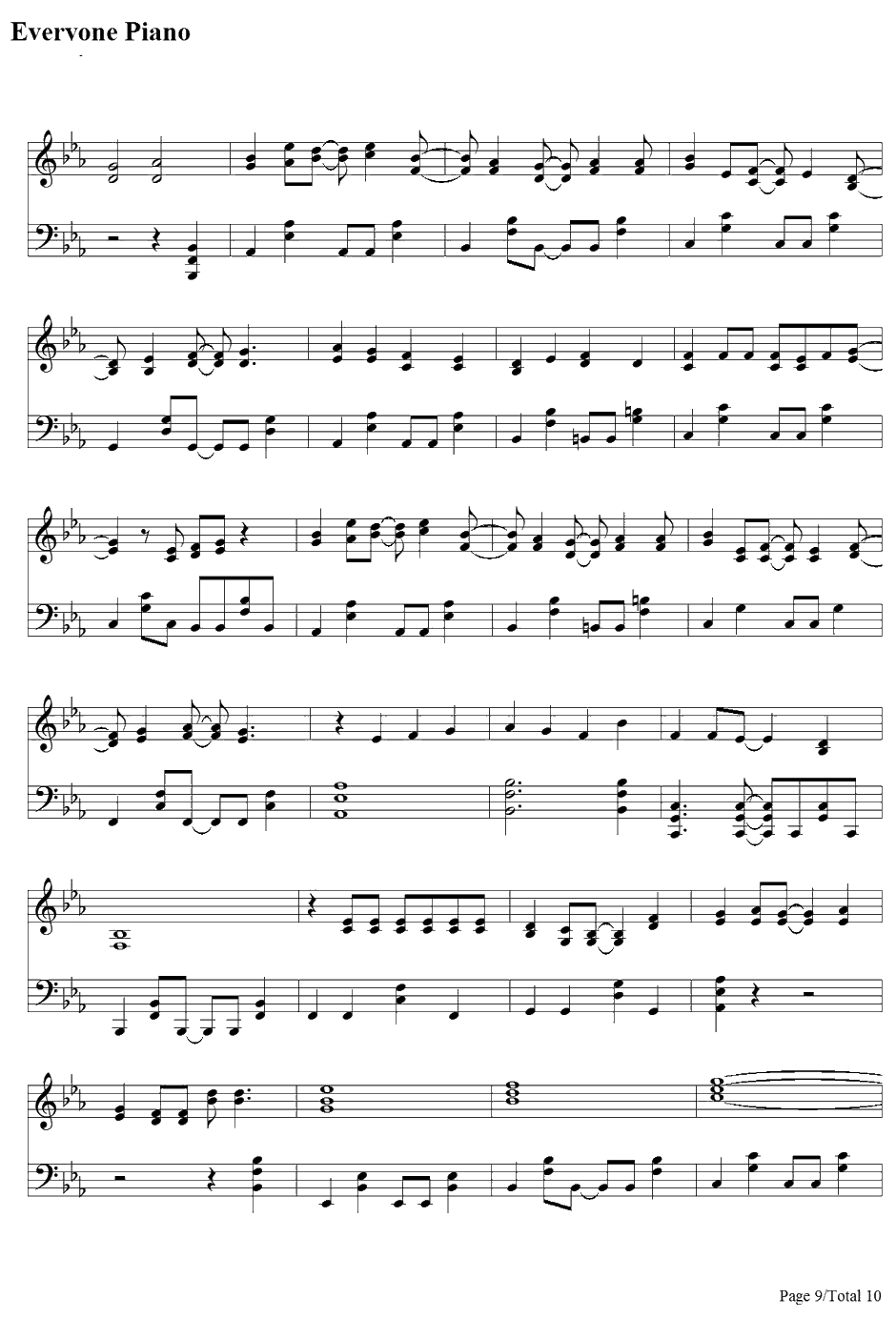 初めての恋が终わる时钢琴谱-初音ミク9