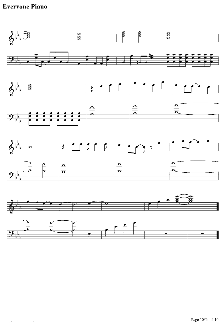 初めての恋が终わる时钢琴谱-初音ミク10