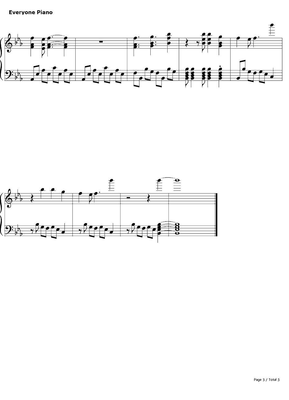 君に、胸キュン钢琴谱-天妃少女合唱团（真田麻美、小林优、井上麻里奈）-玛利亚狂热ED13