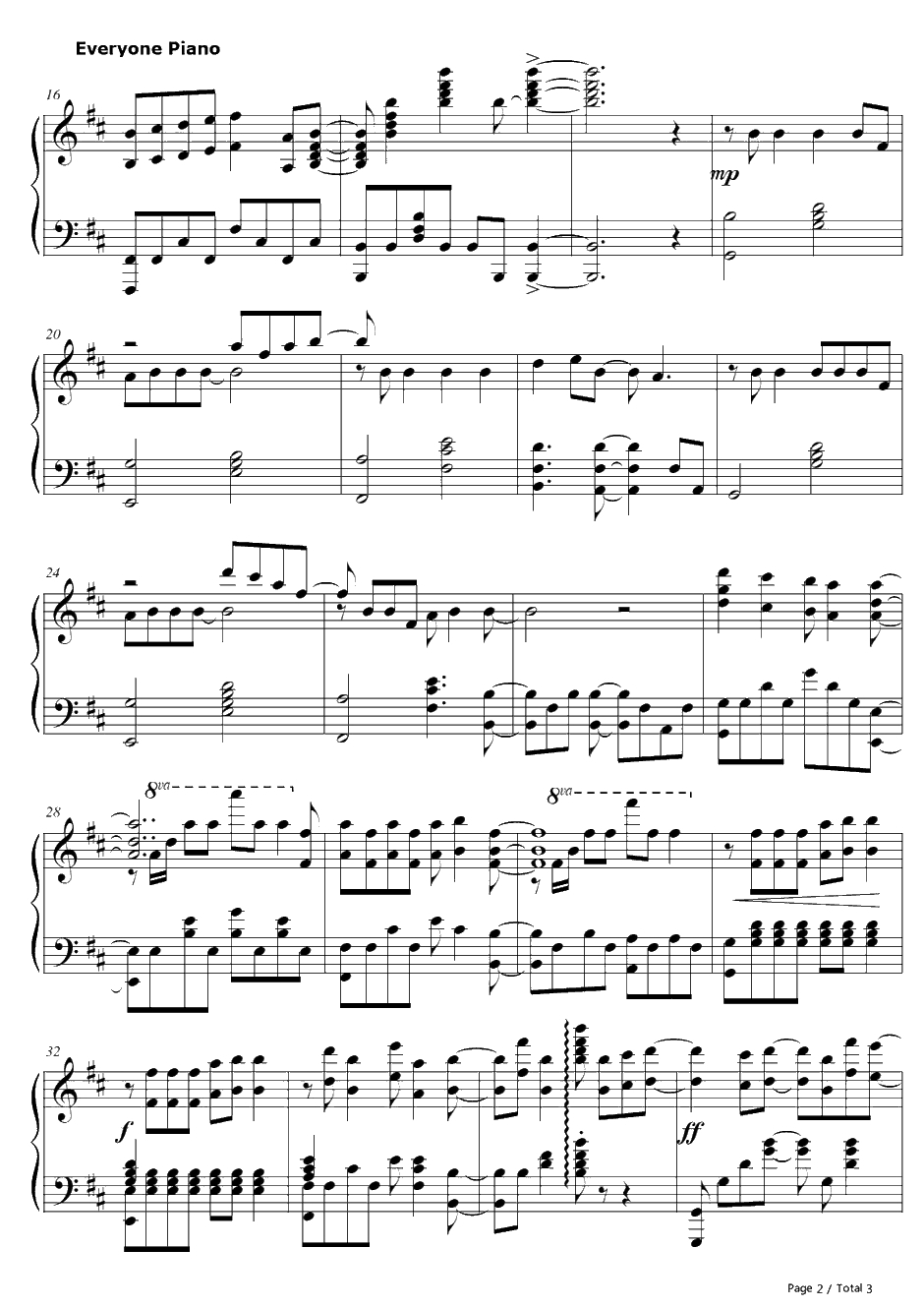 SPLASH FREE钢琴谱-STYLEFIVE-Free!ED2